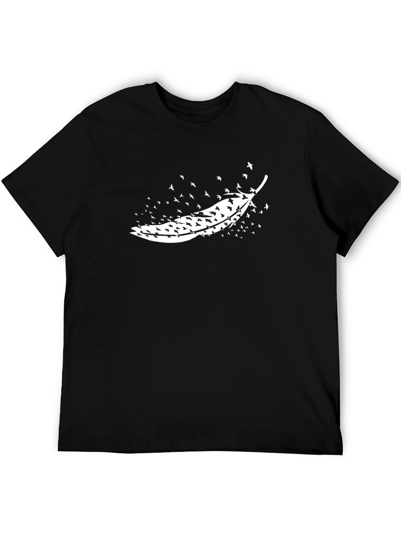 Feather Birds Graphic T-Shirt - Black