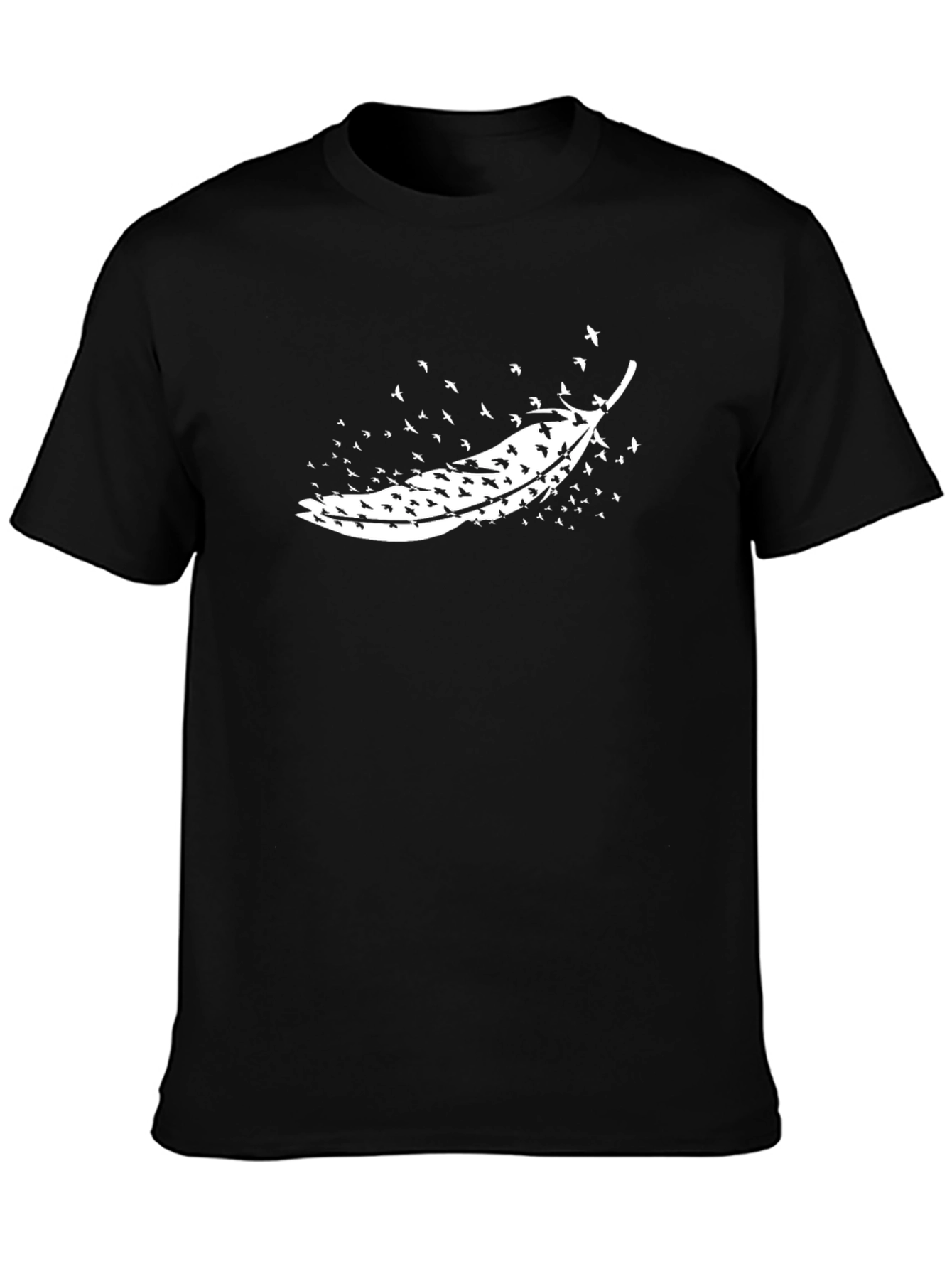 Feather Birds Graphic T-Shirt - Black