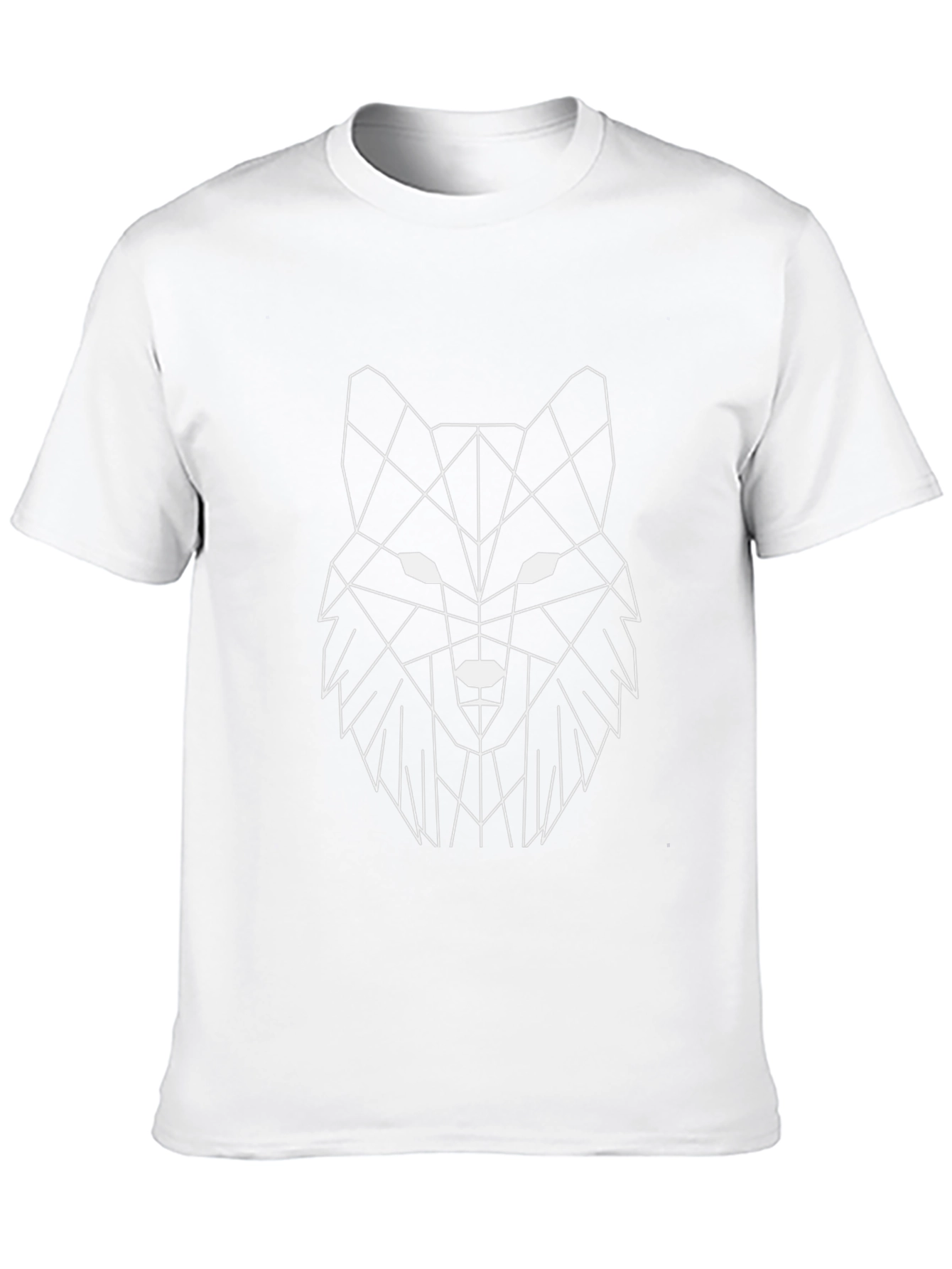 Geometric Wolf Graphic Print Black T-Shirt