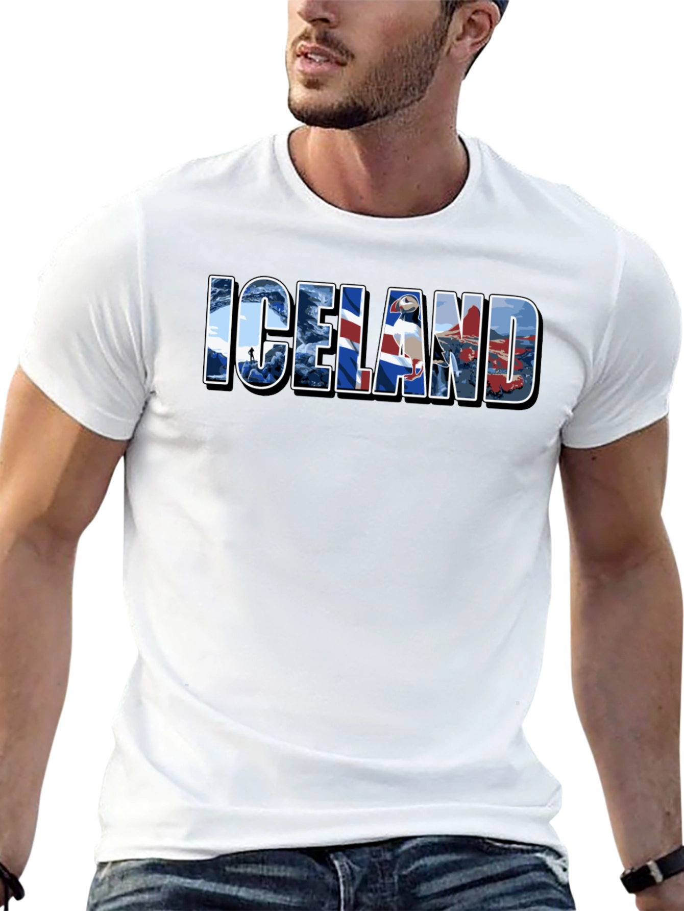 Iceland Graphic Print Black T-Shirt