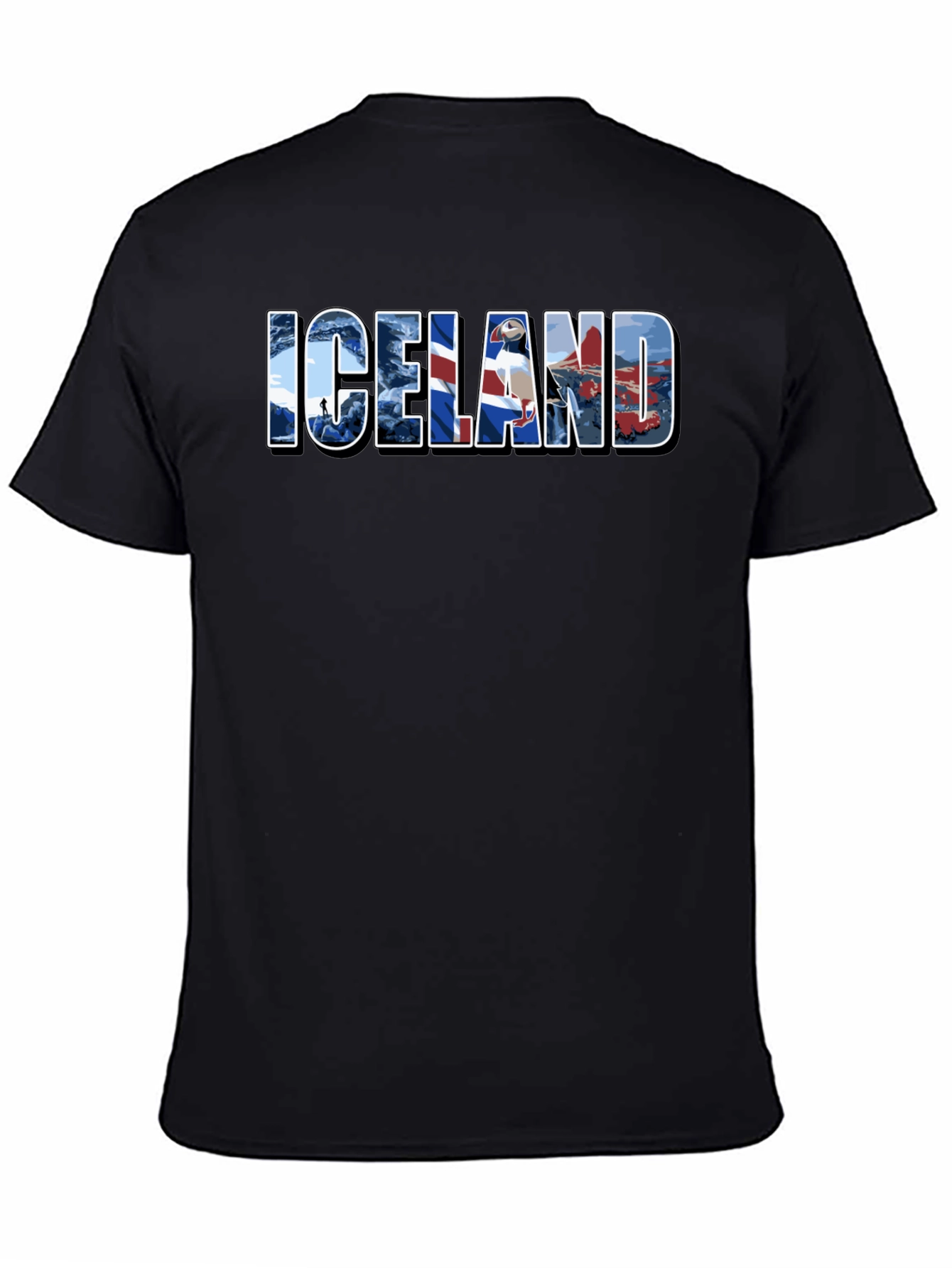 Iceland Graphic Print Black T-Shirt
