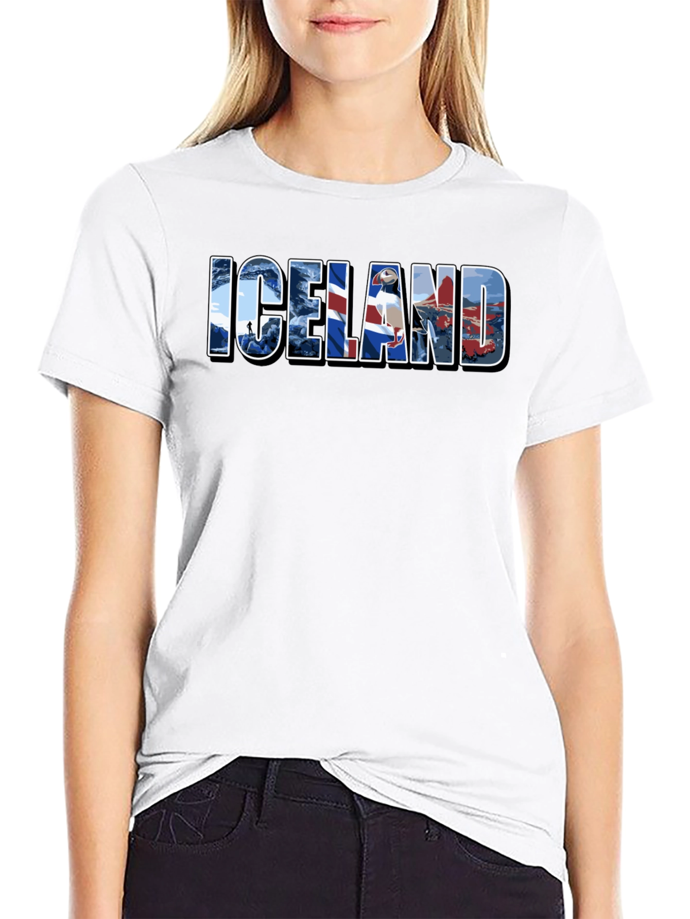 Iceland Graphic Print Black T-Shirt