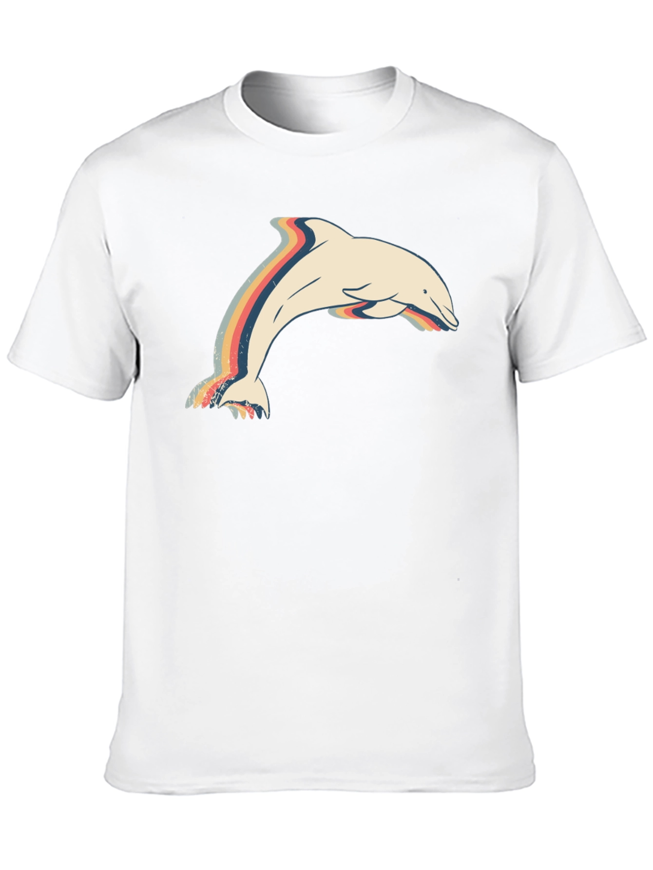 Retro Dolphin Graphic Tee - Stylish Mens Black T-Shirt