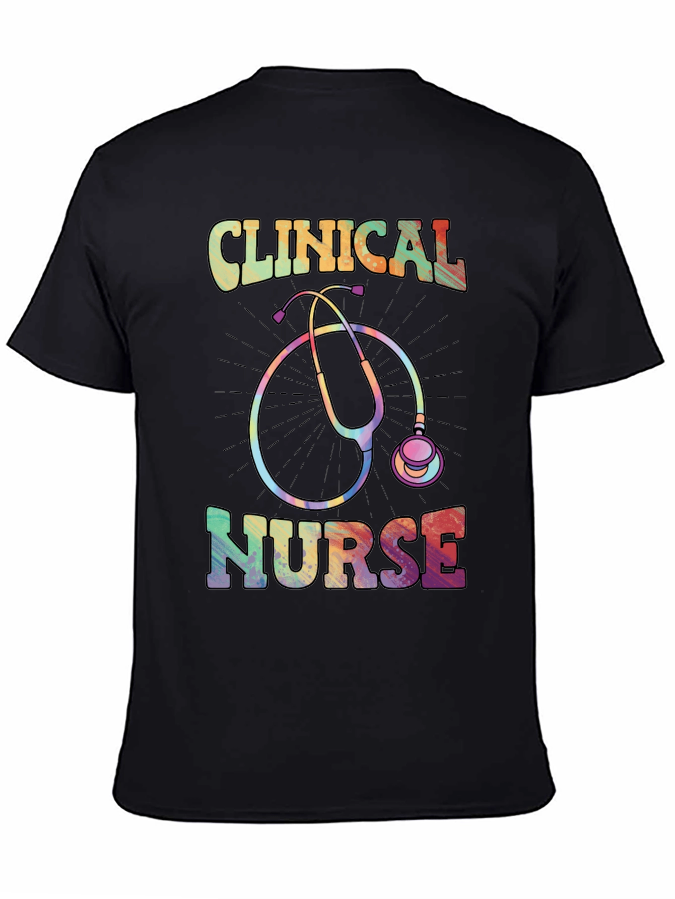 Clinical Nurse Graphic Tee - Rainbow Stethoscope