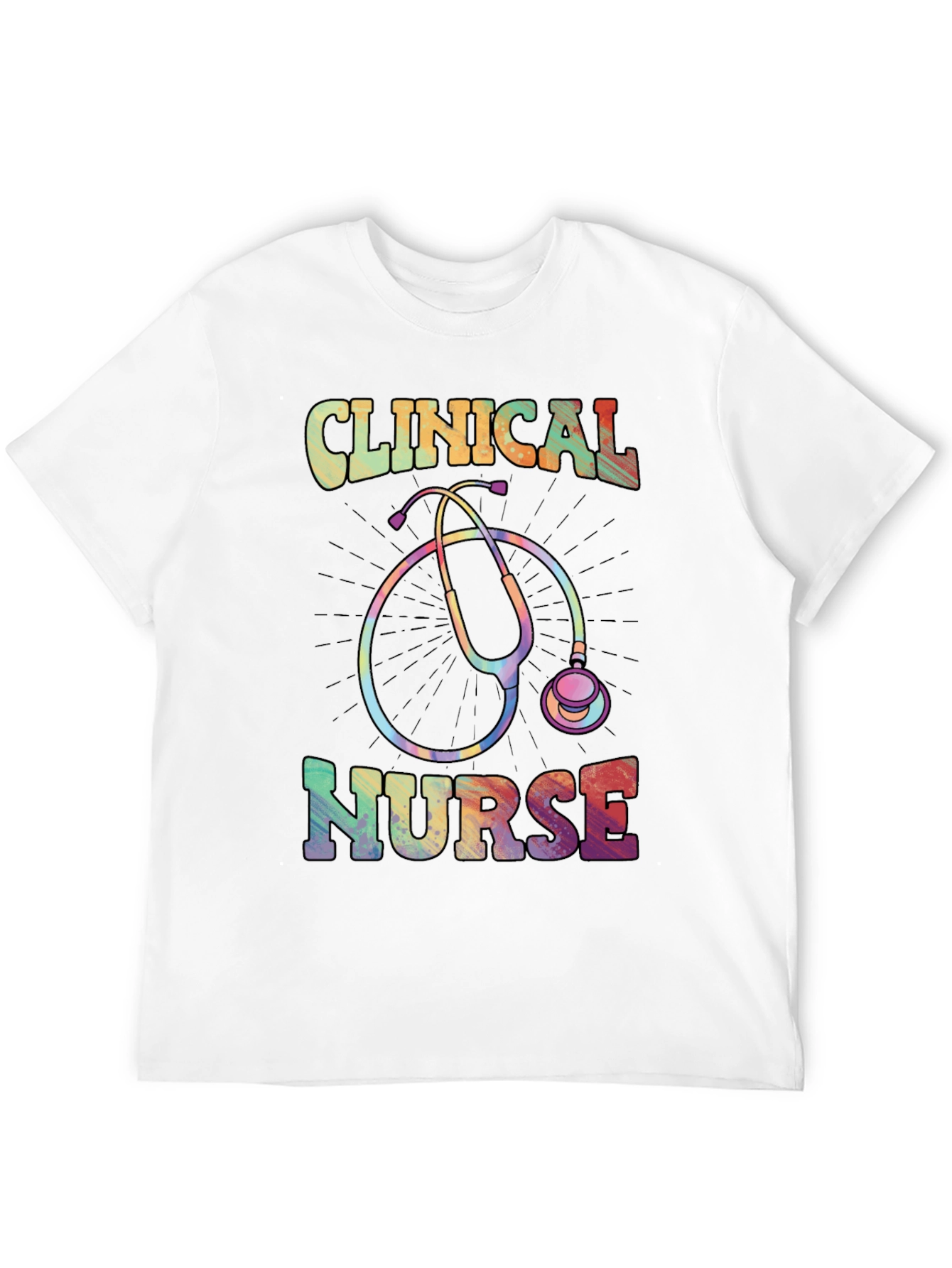 Clinical Nurse Graphic Tee - Rainbow Stethoscope