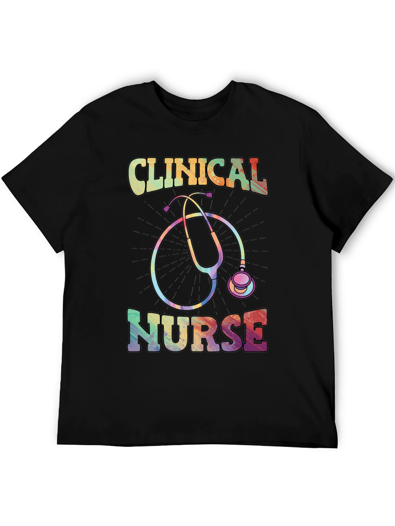 Clinical Nurse Graphic Tee - Rainbow Stethoscope