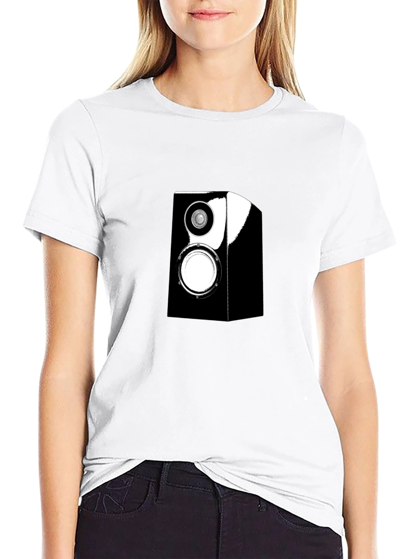Speaker Graphic Tee - Black Cotton Casual Wear