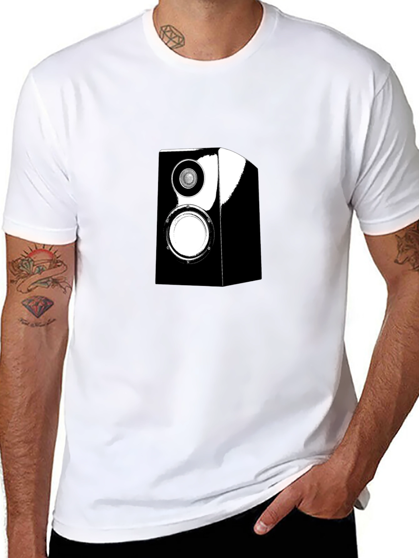 Speaker Graphic Tee - Black Cotton Casual Wear