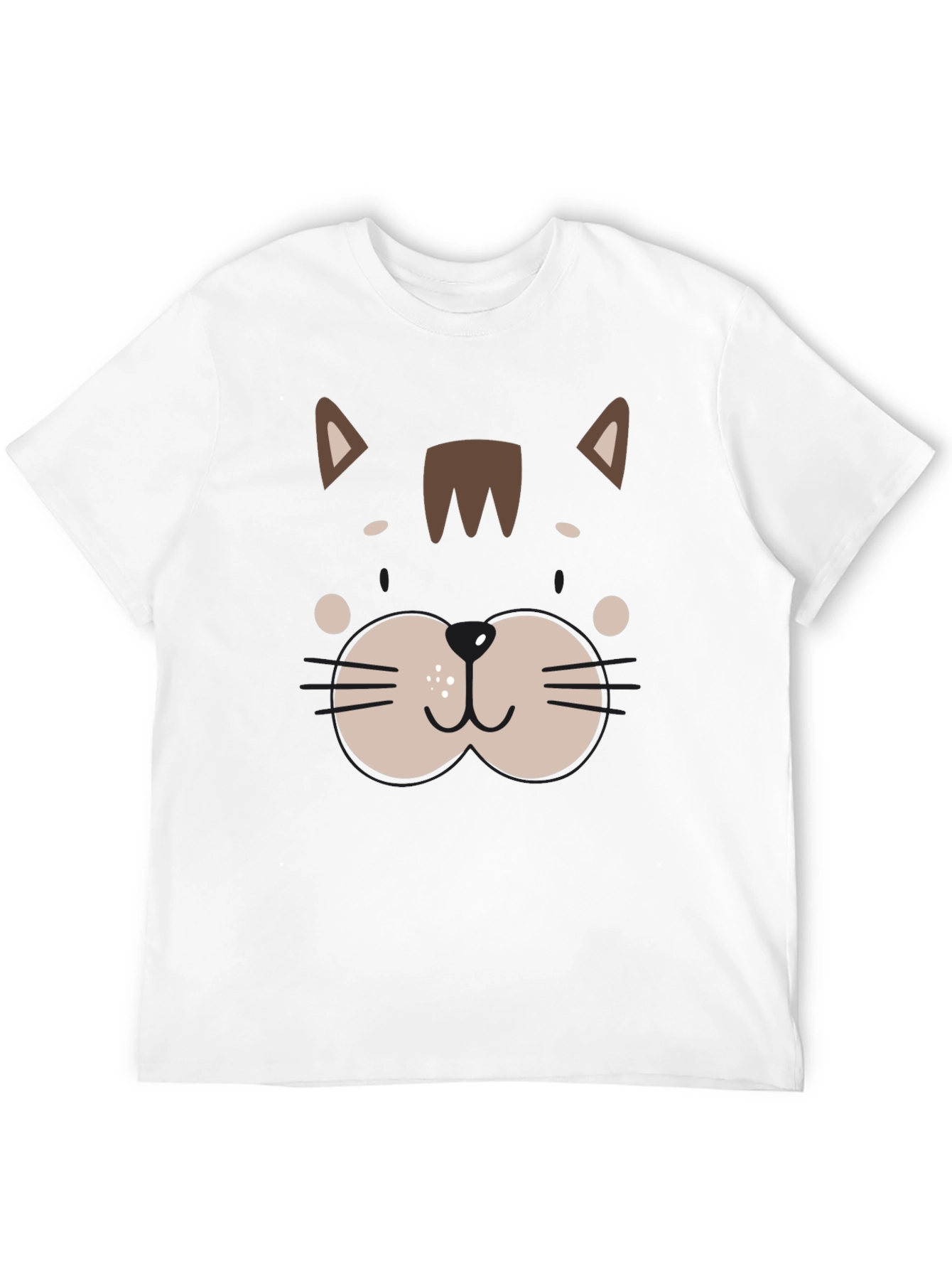 Cute Cat Face Graphic Black T-Shirt