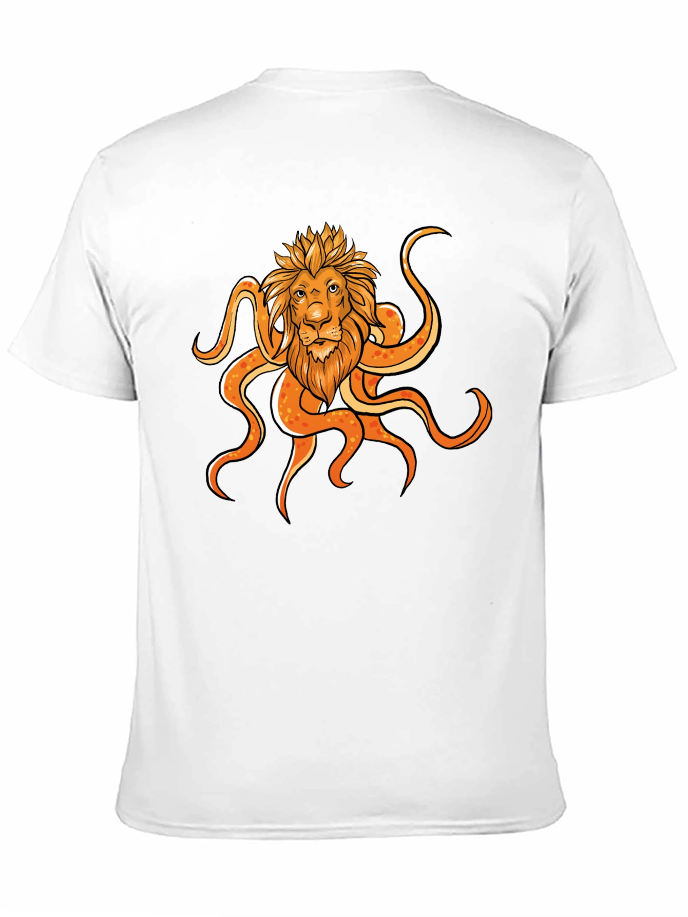 Lion Octopus Graphic Black T-Shirt