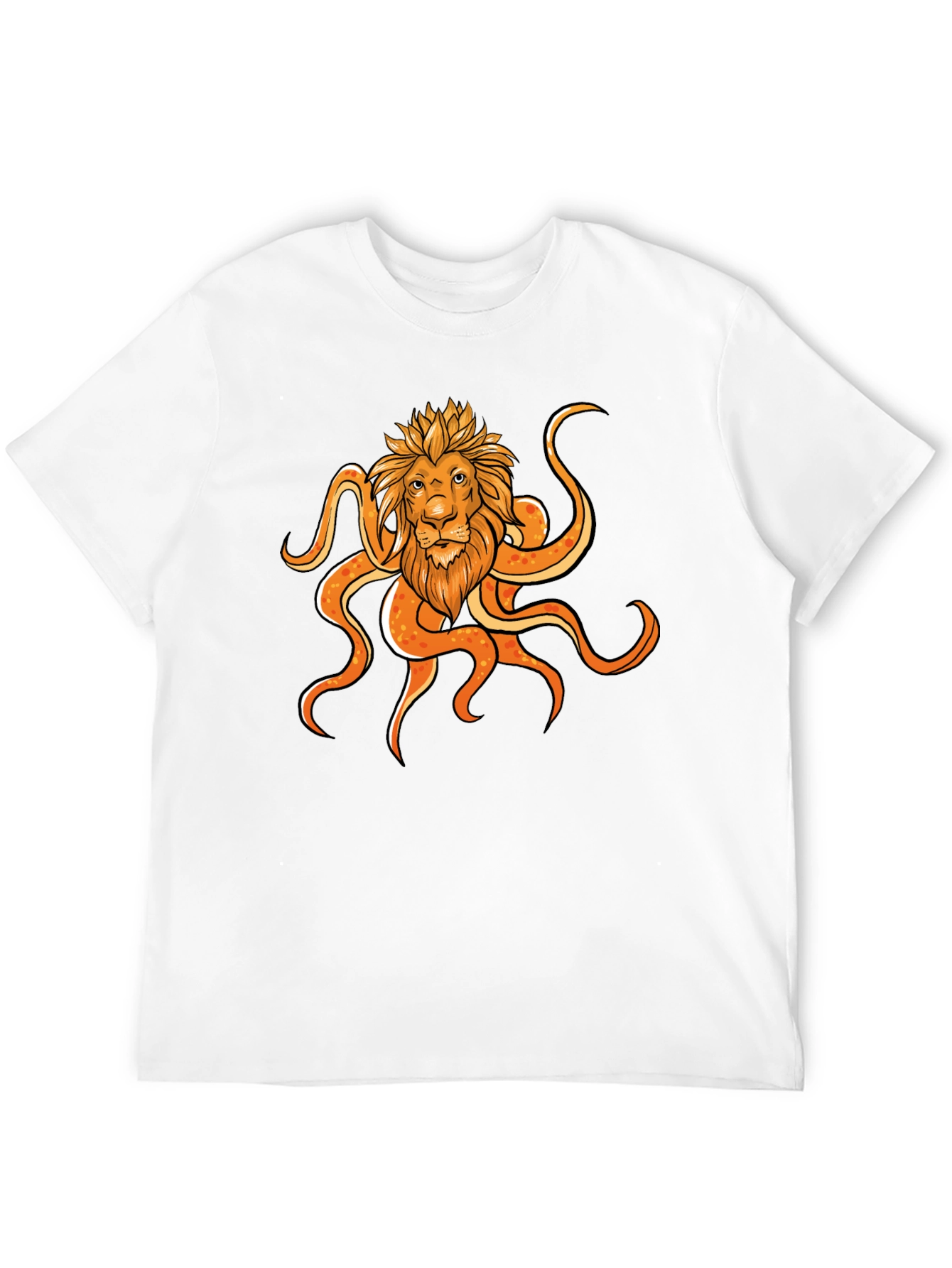 Lion Octopus Graphic Black T-Shirt