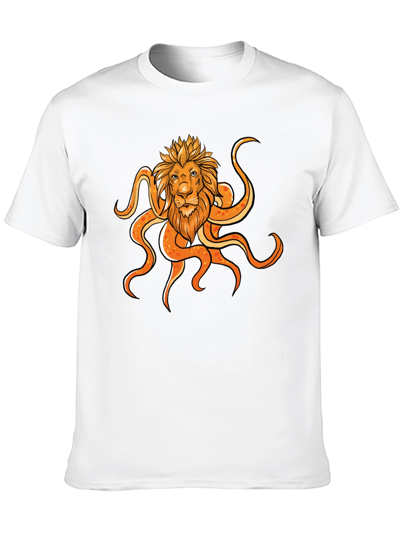Lion Octopus Graphic Black T-Shirt