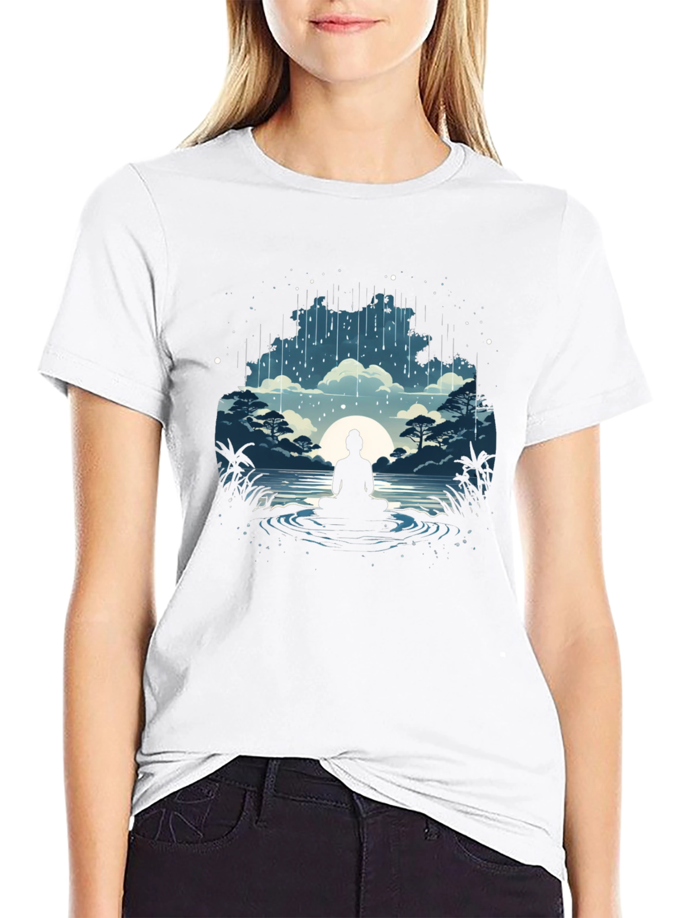 Meditative Silhouette Graphic T-Shirt