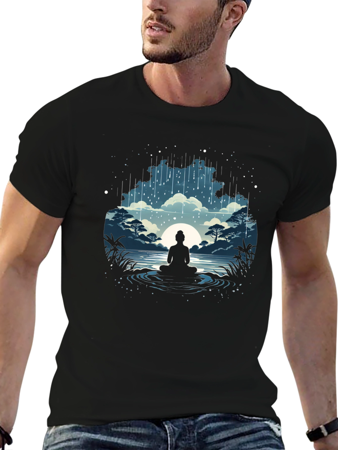 Meditative Silhouette Graphic T-Shirt