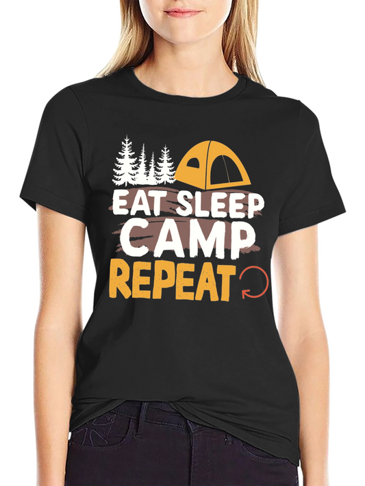 Eat Sleep Camp Repeat Camping Graphic T-Shirt