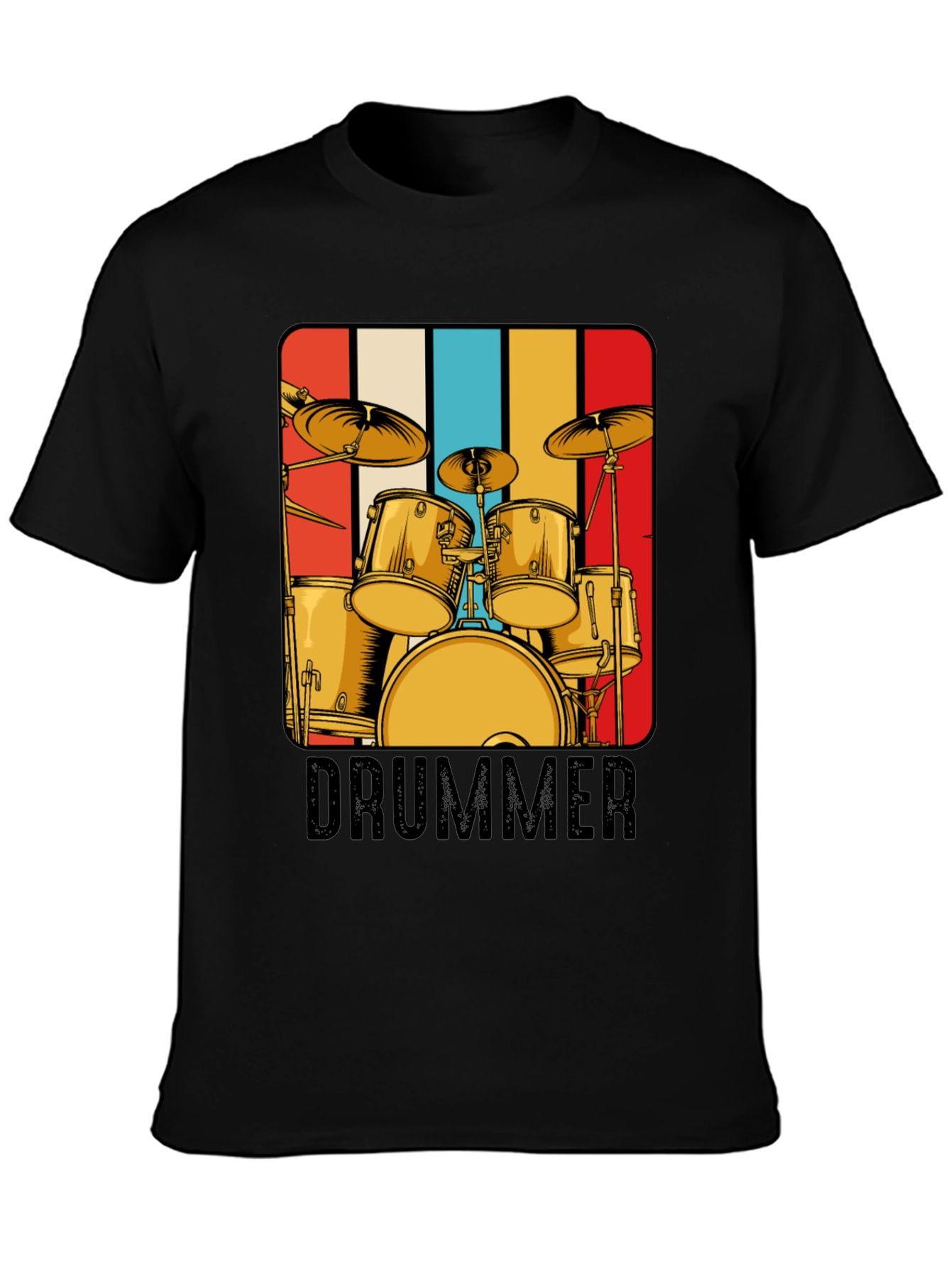 Drummer Retro T-Shirt - Music Lover Tee