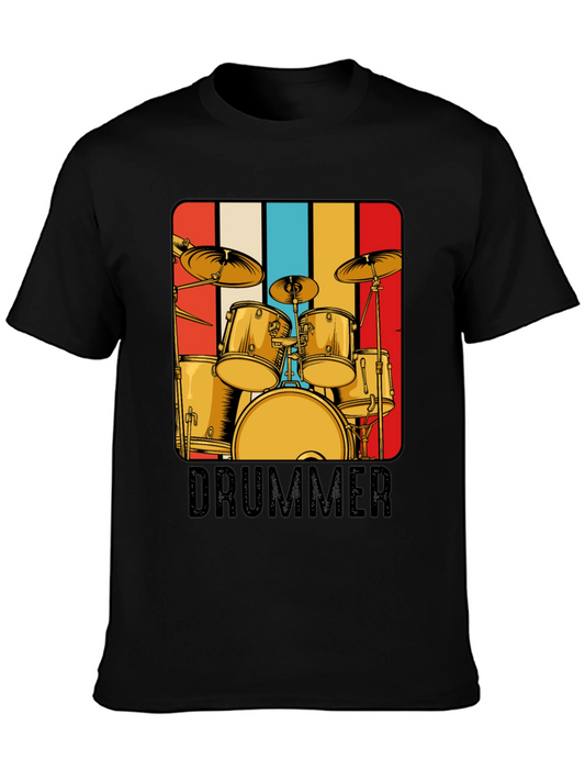 Drummer Retro T-Shirt - Music Lover Tee