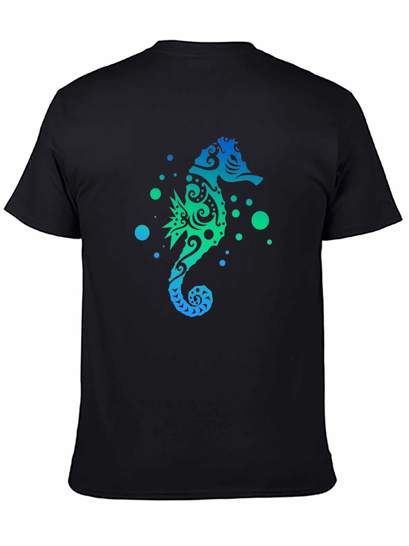 Gradient Seahorse Graphic T-Shirt - Black