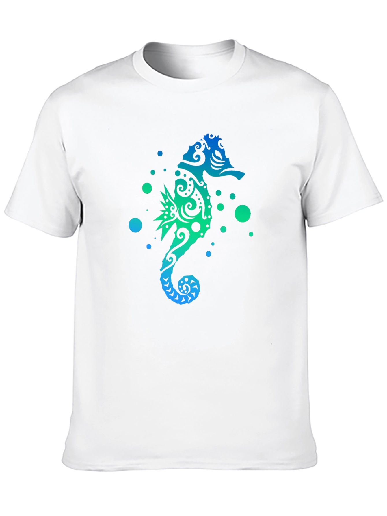 Gradient Seahorse Graphic T-Shirt - Black
