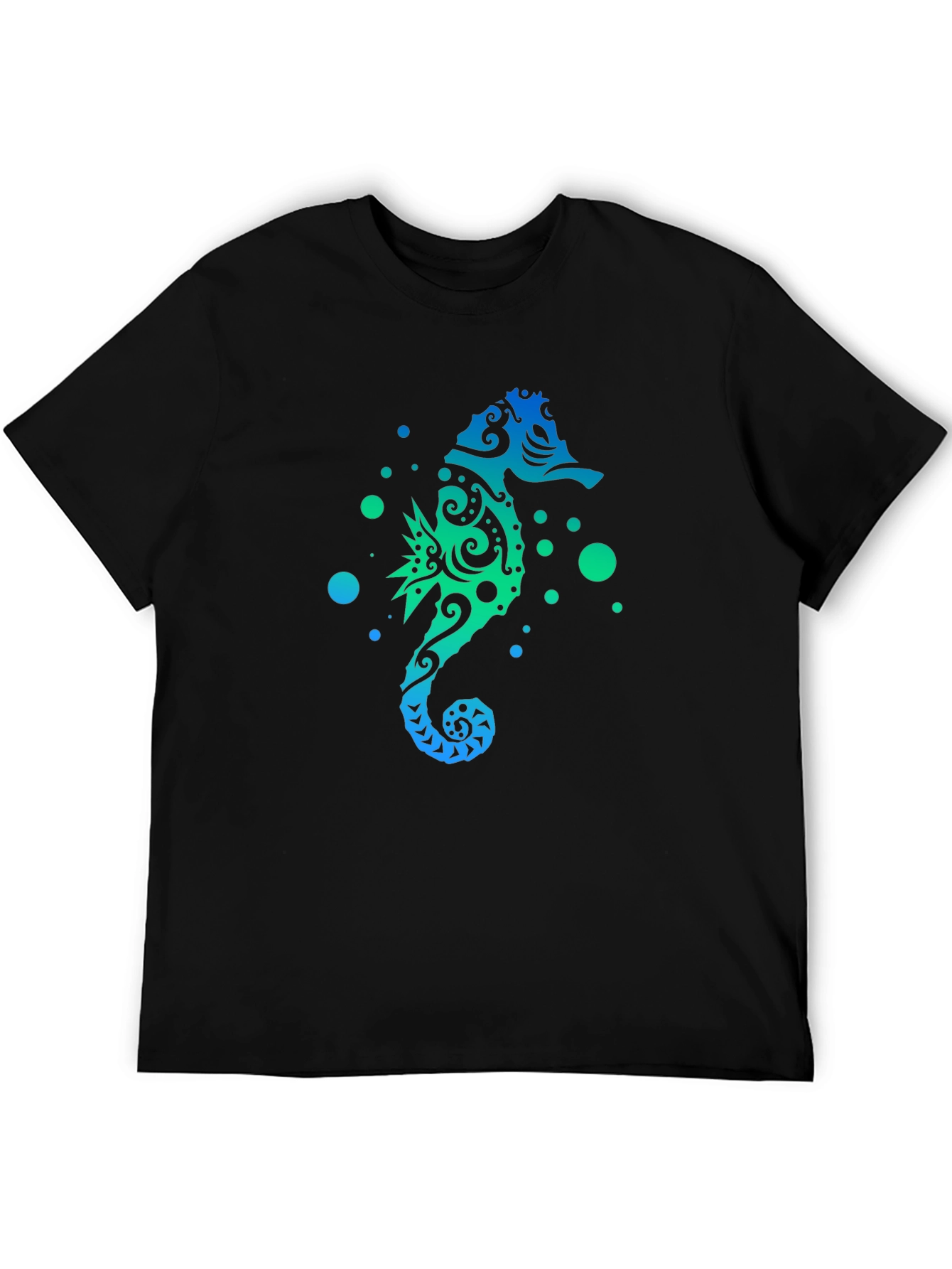 Gradient Seahorse Graphic T-Shirt - Black