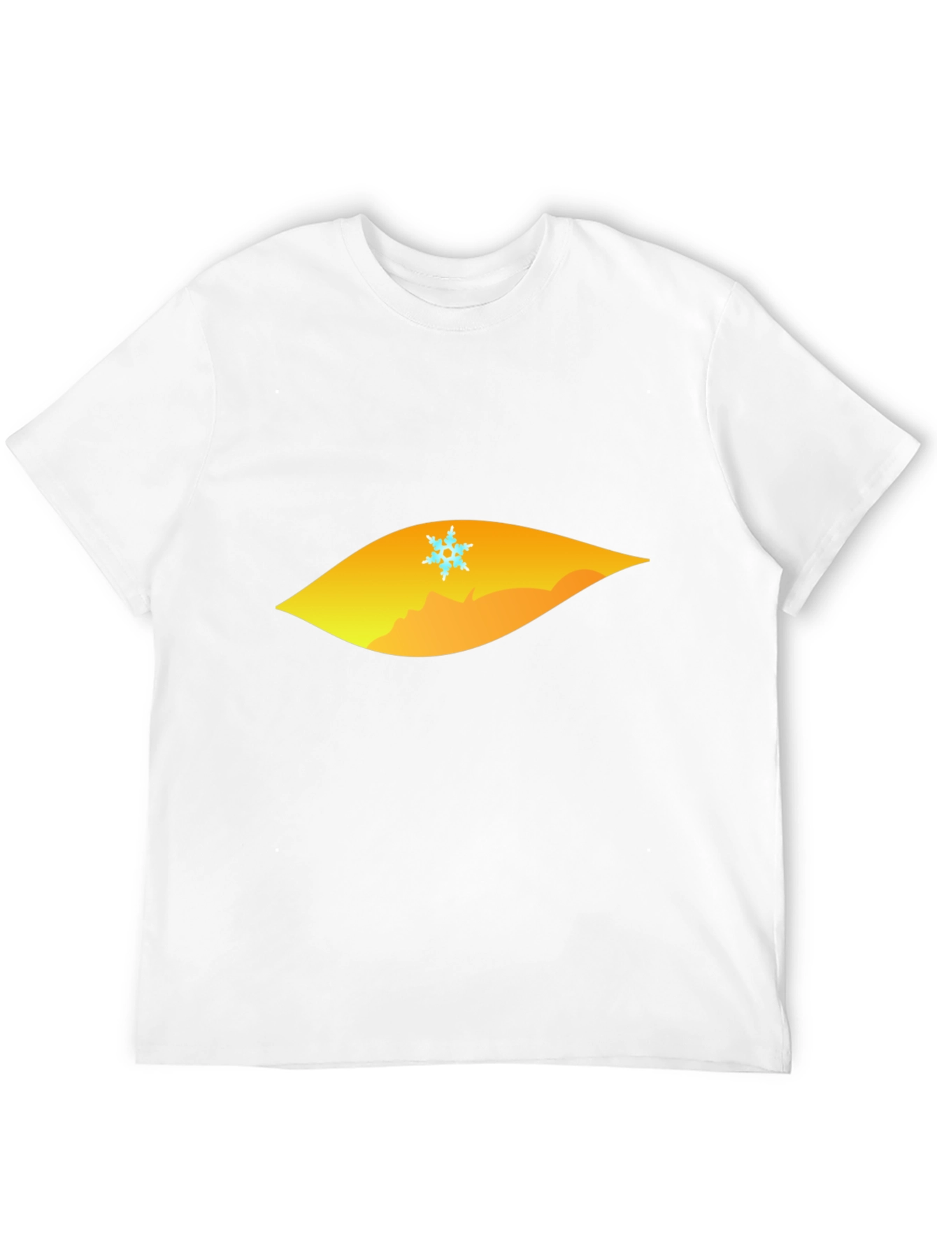 Black T-Shirt with Geometric Snowflake Mountain Design