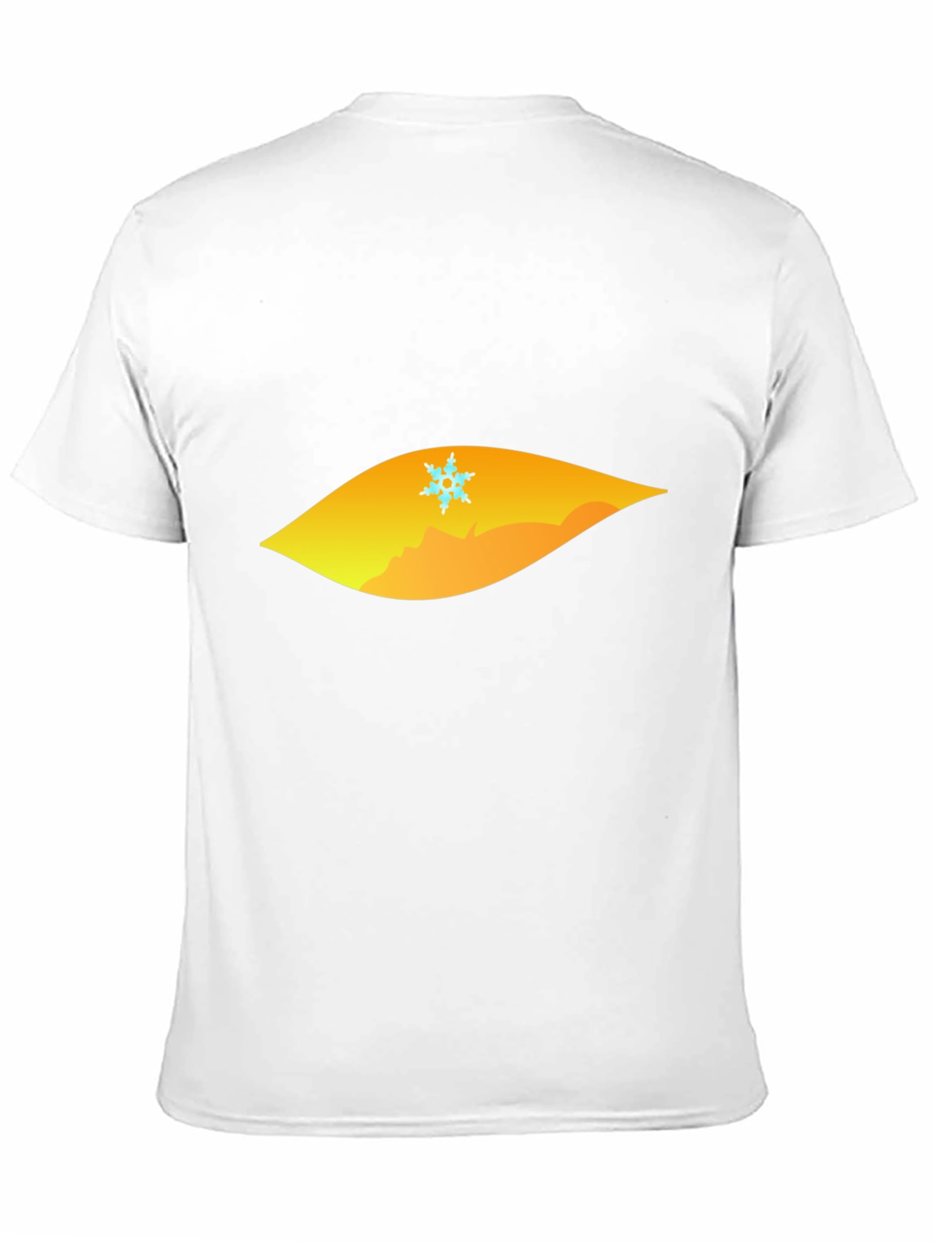 Black T-Shirt with Geometric Snowflake Mountain Design