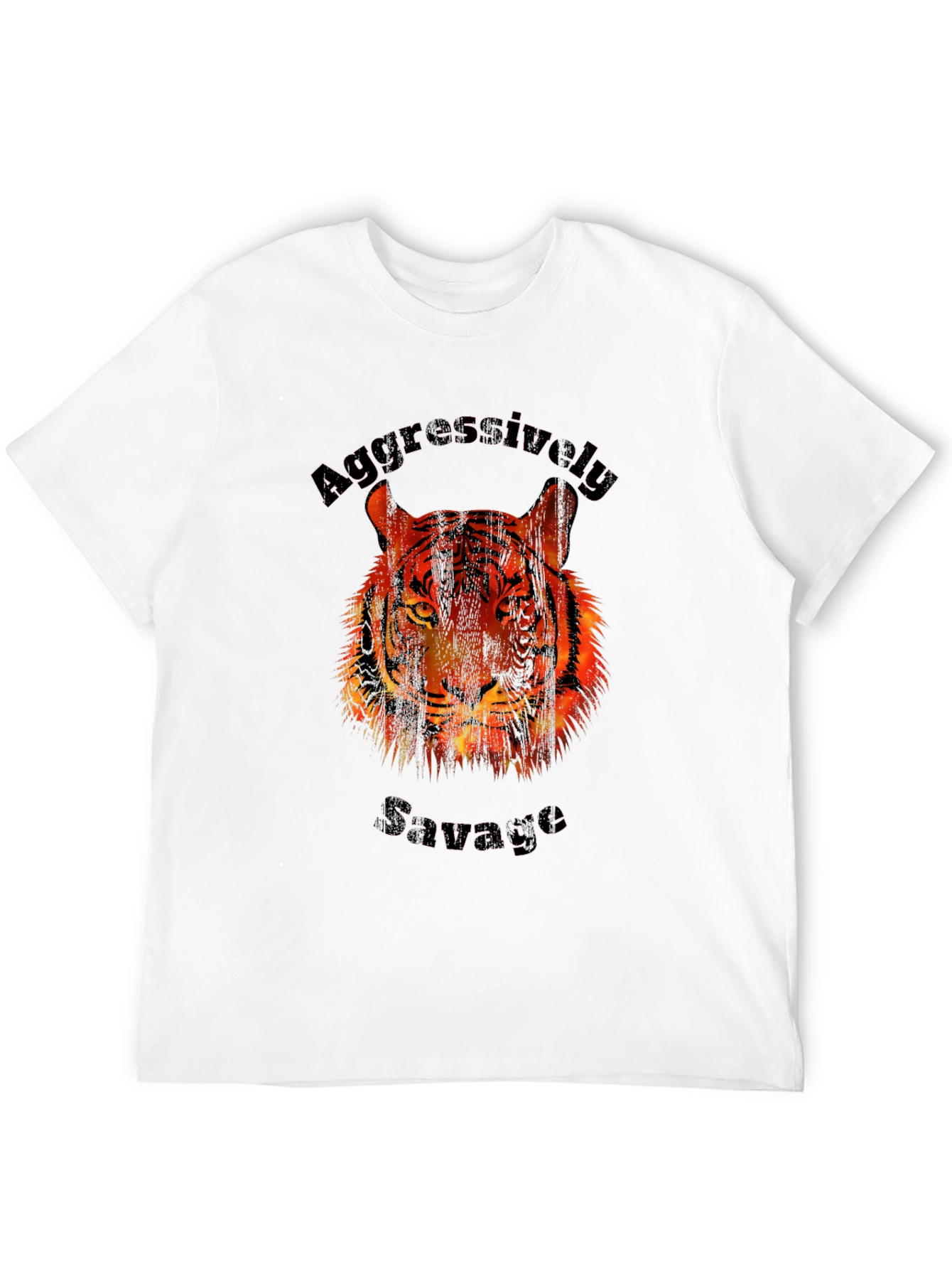 Aggressively Savage Tiger Graphic Print T-Shirt