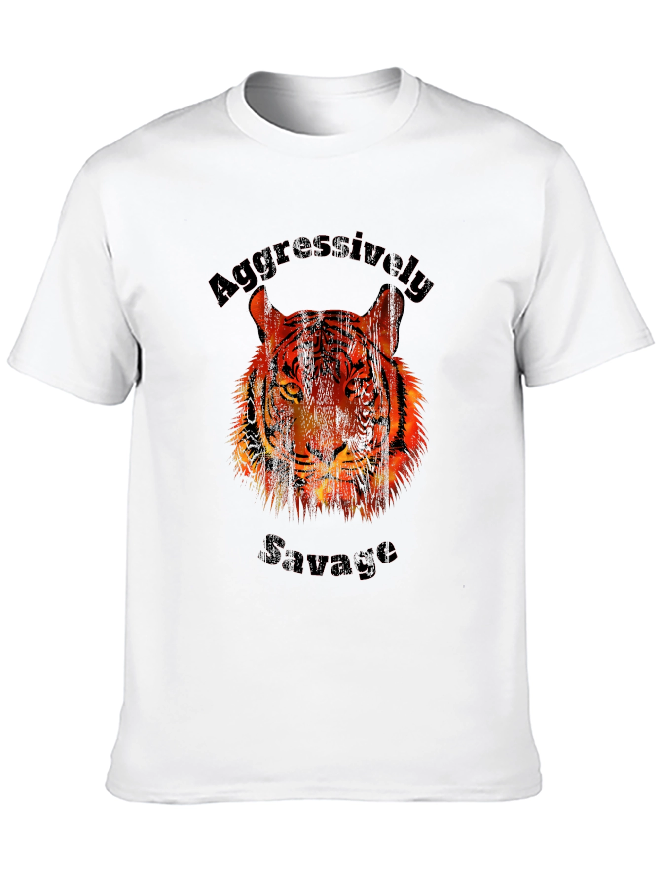 Aggressively Savage Tiger Graphic Print T-Shirt
