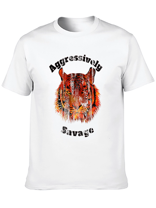 Aggressively Savage Tiger Graphic Print T-Shirt