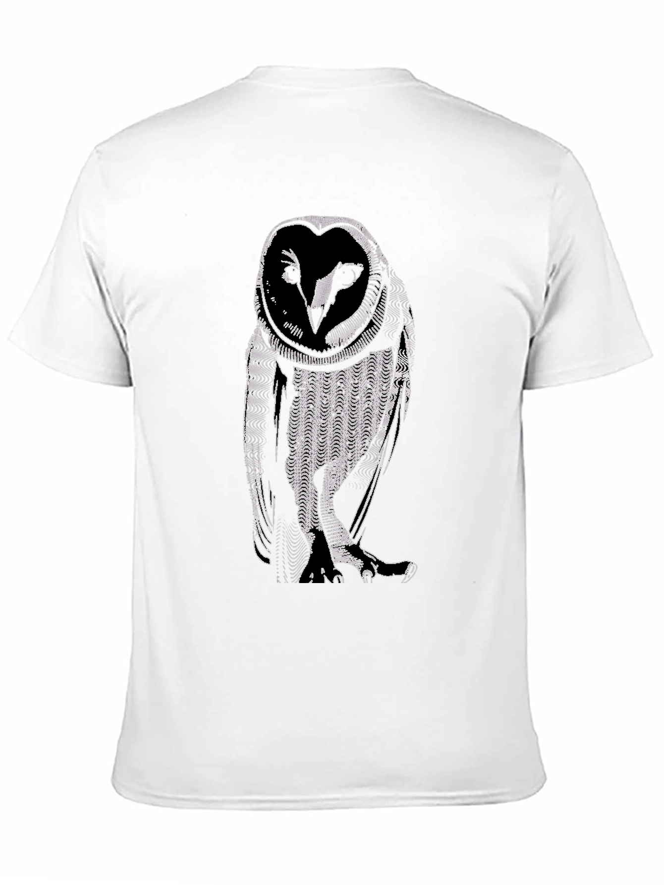Abstract Owl Graphic Tee - Black Cotton Casual Shirt