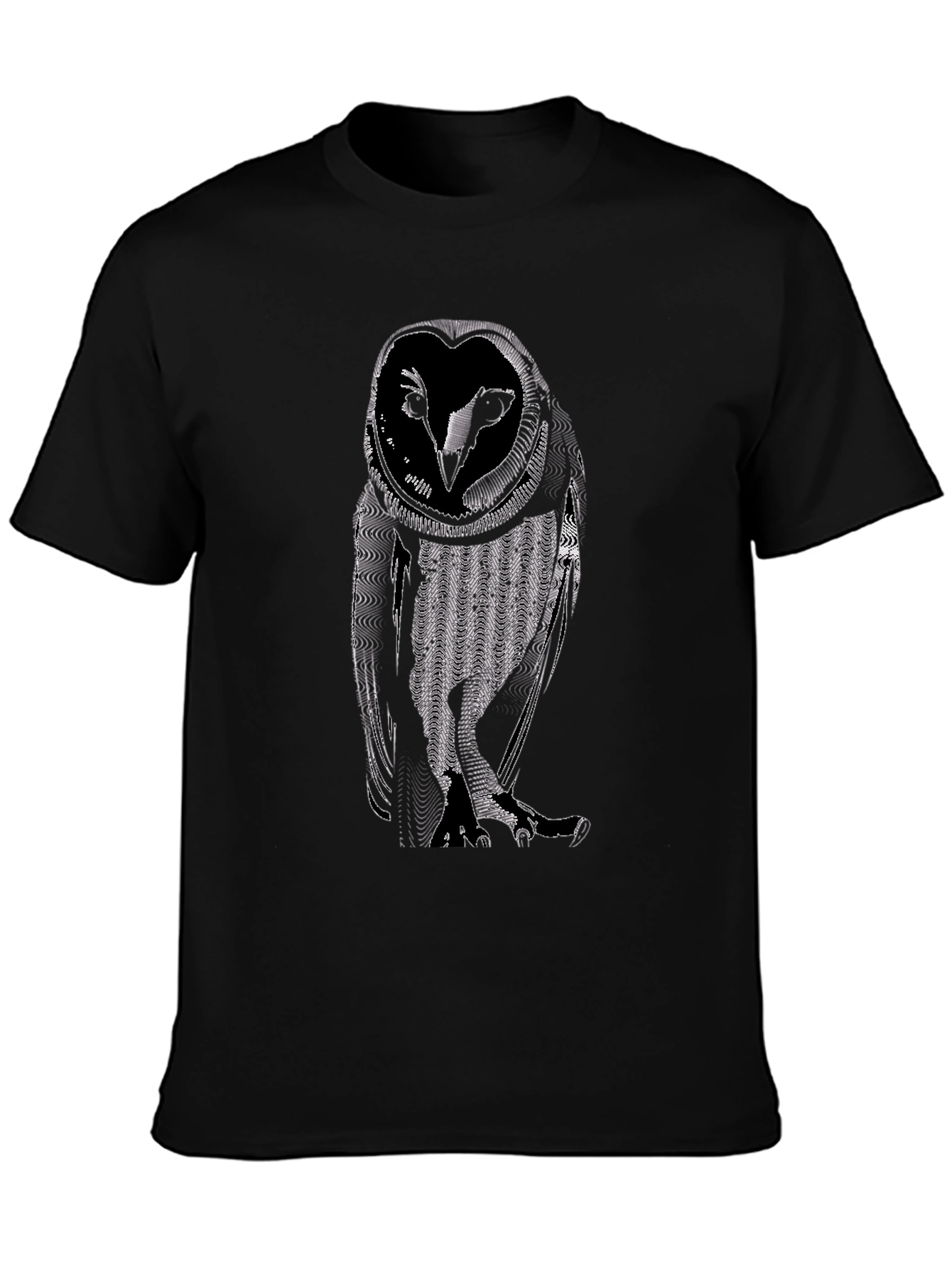 Abstract Owl Graphic Tee - Black Cotton Casual Shirt