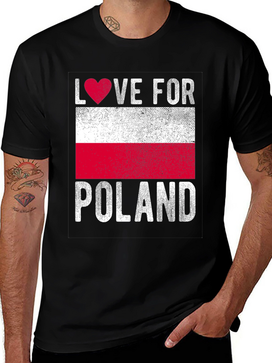 Love for Poland Flag T-Shirt - Distressed Graphic Tee