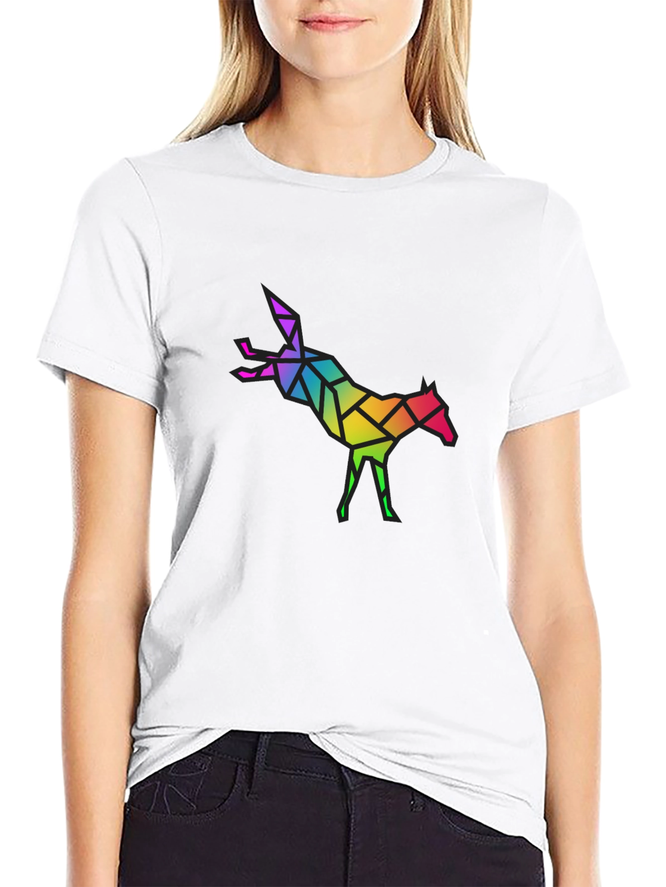 Geometric Rainbow Horse Graphic Tee