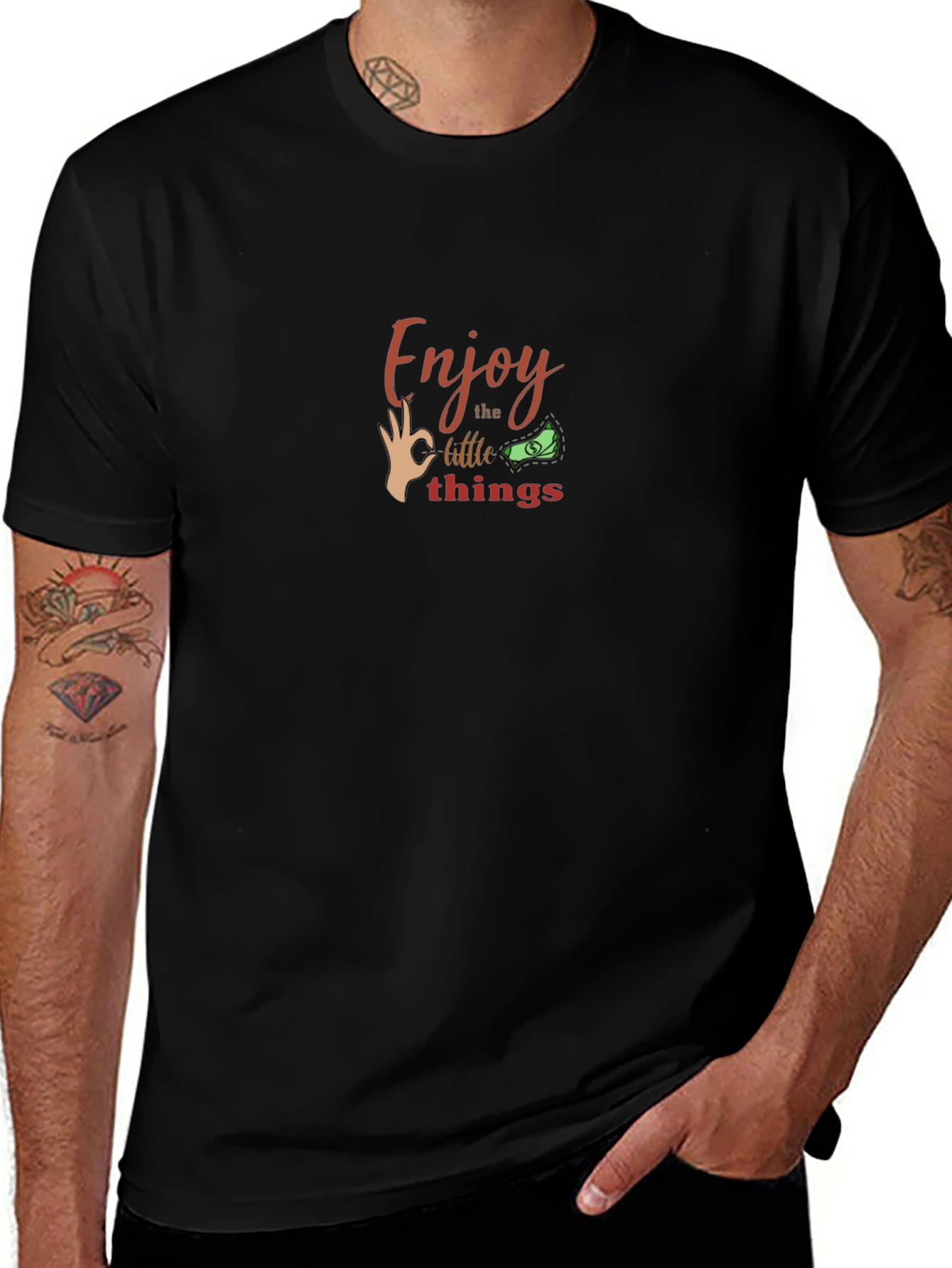Enjoy Little Things Black Graphic Tee