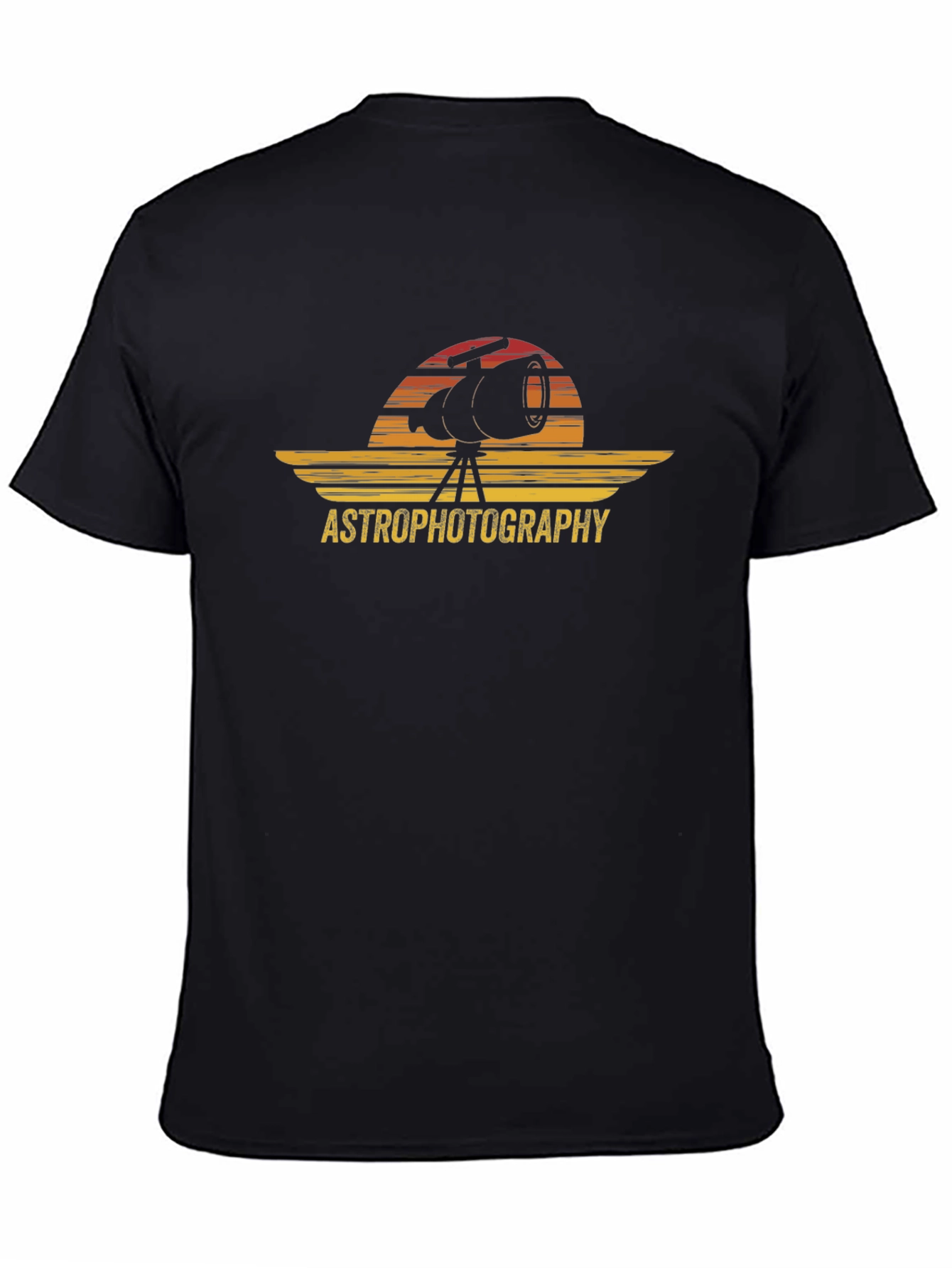 Astrophotography Telescope Graphic Tee - Black Cotton T-Shirt