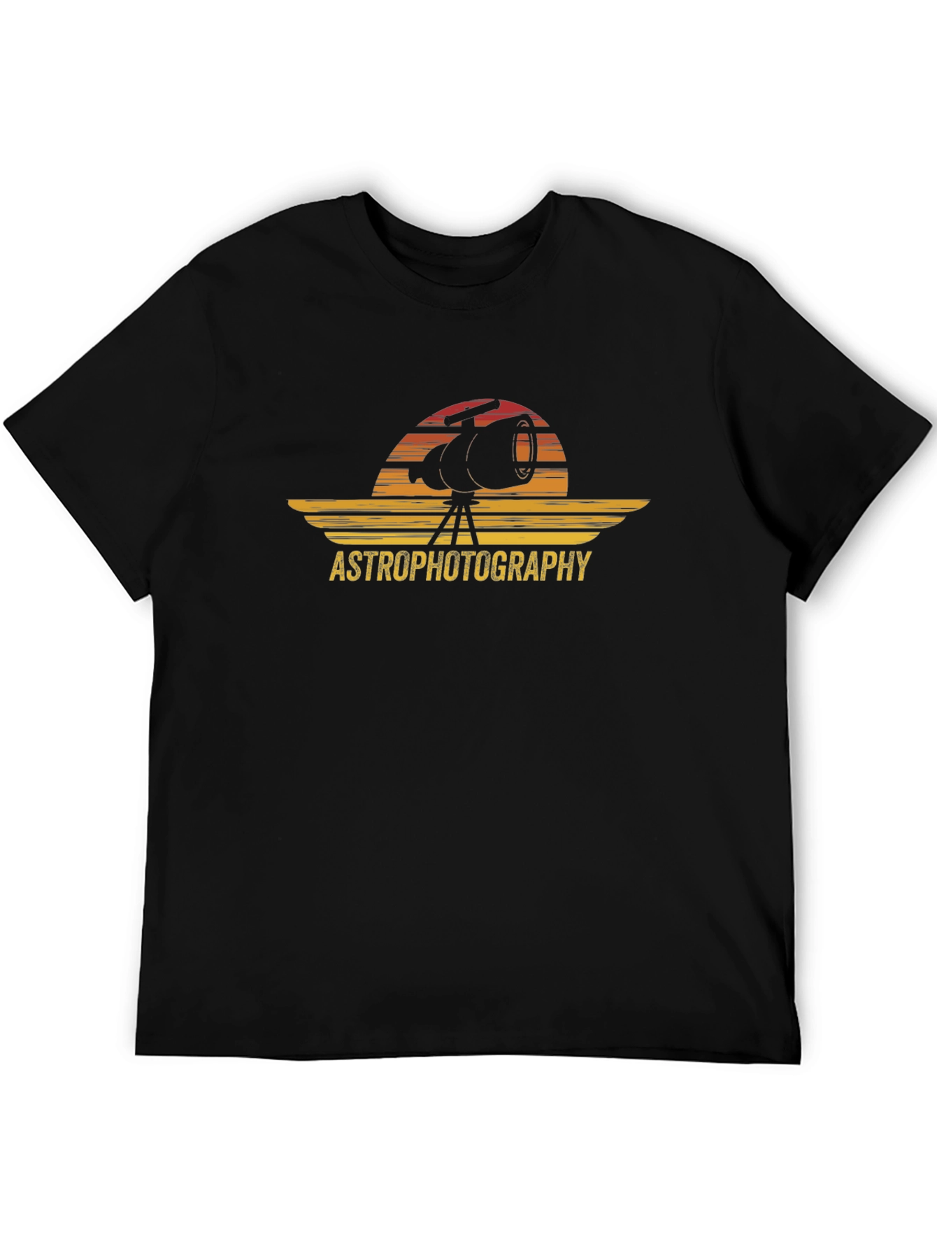 Astrophotography Telescope Graphic Tee - Black Cotton T-Shirt