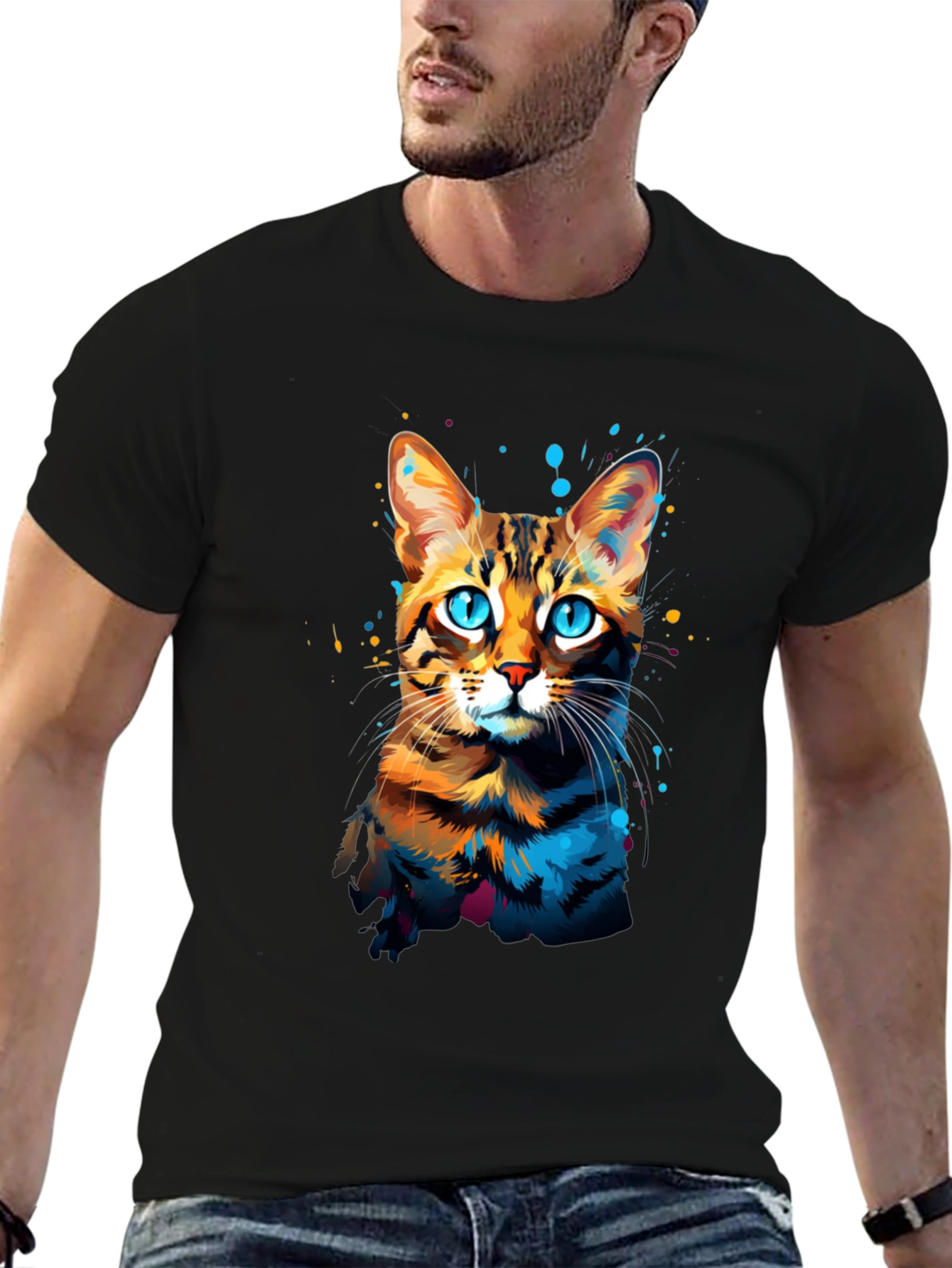 Watercolor Cat Graphic T-Shirt