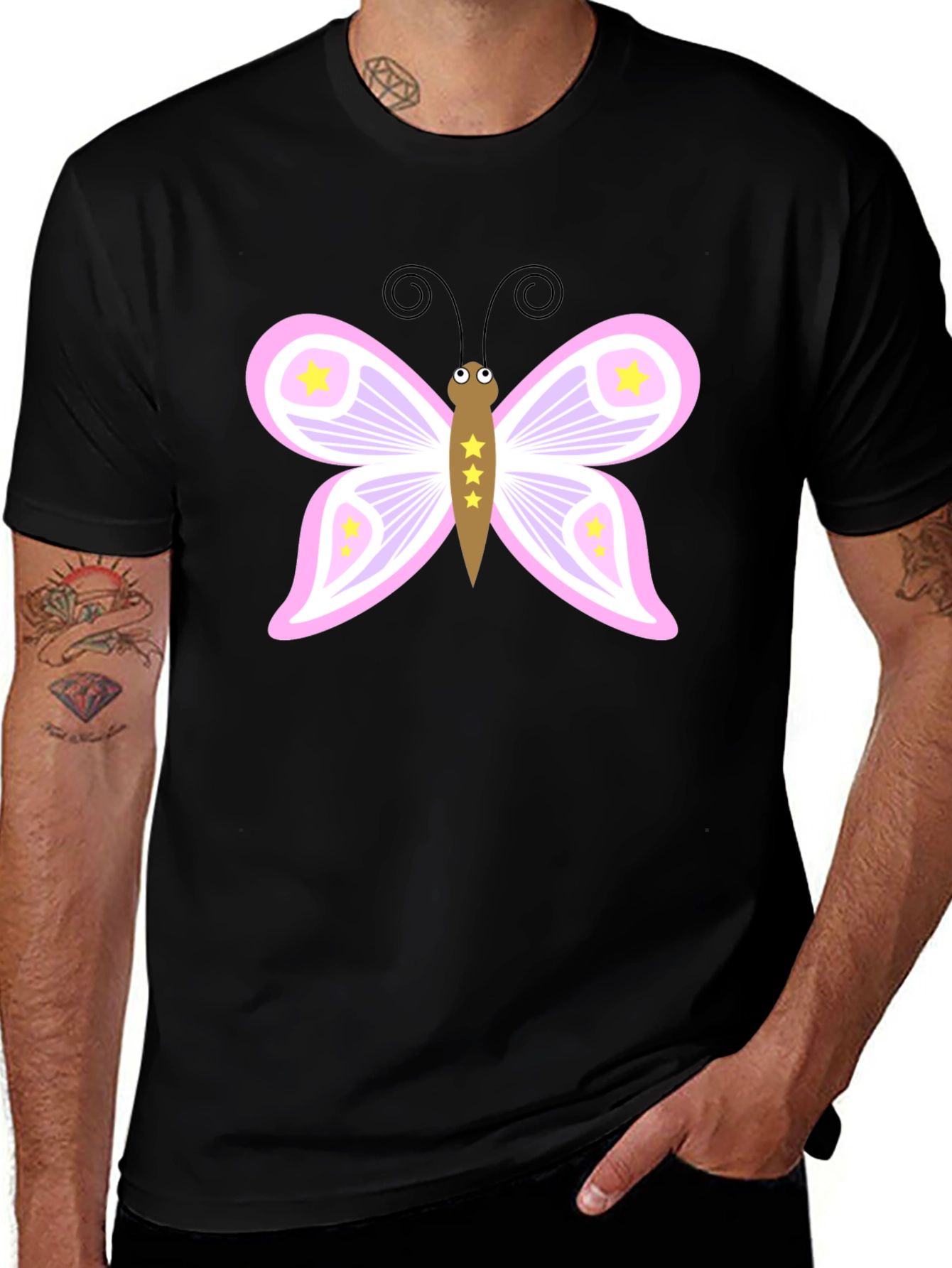 Butterfly Graphic Tee - Black Cotton Blend