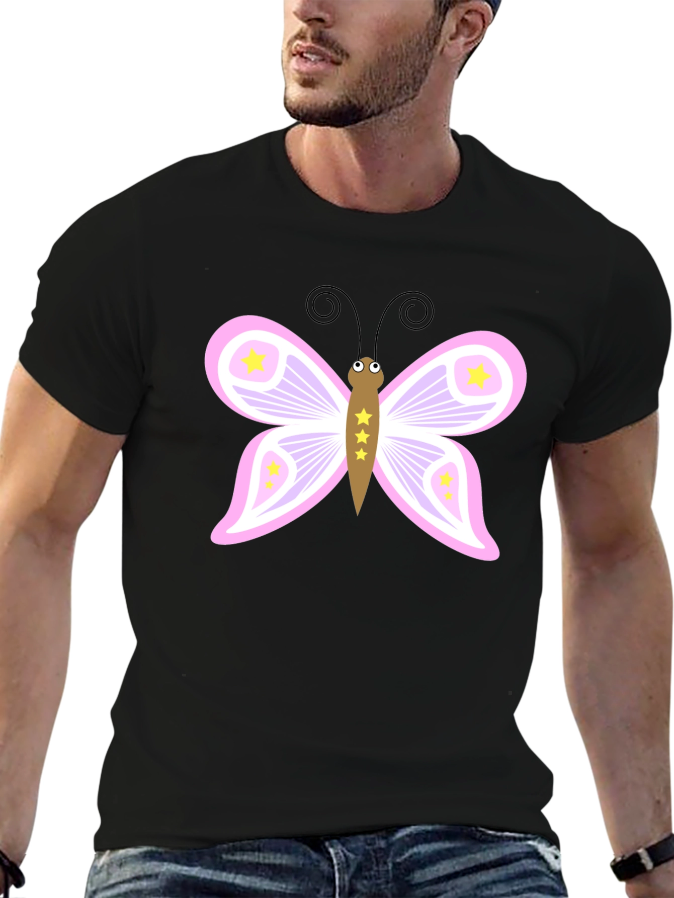 Butterfly Graphic Tee - Black Cotton Blend