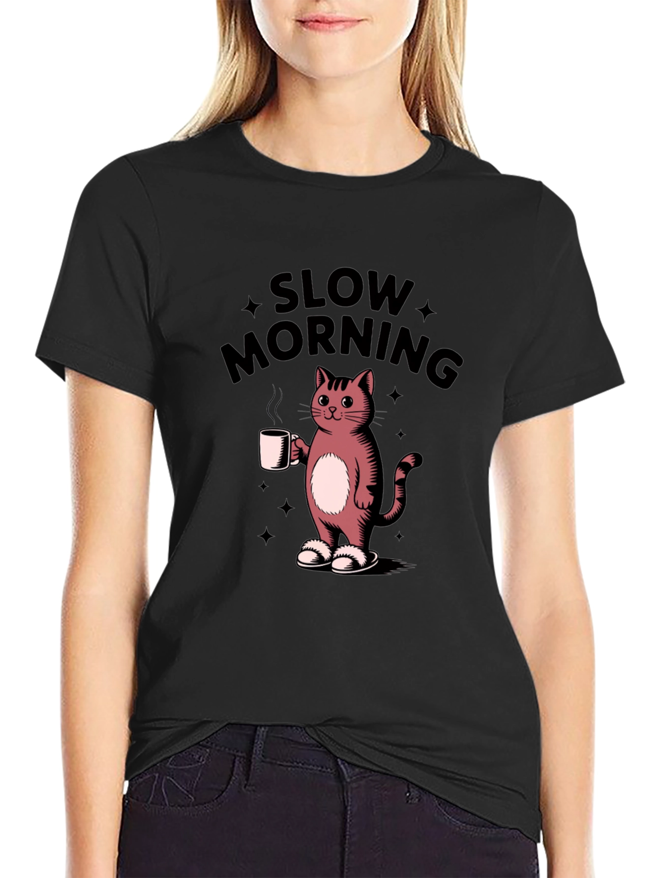Slow Morning Cat T-Shirt - Casual Comfort