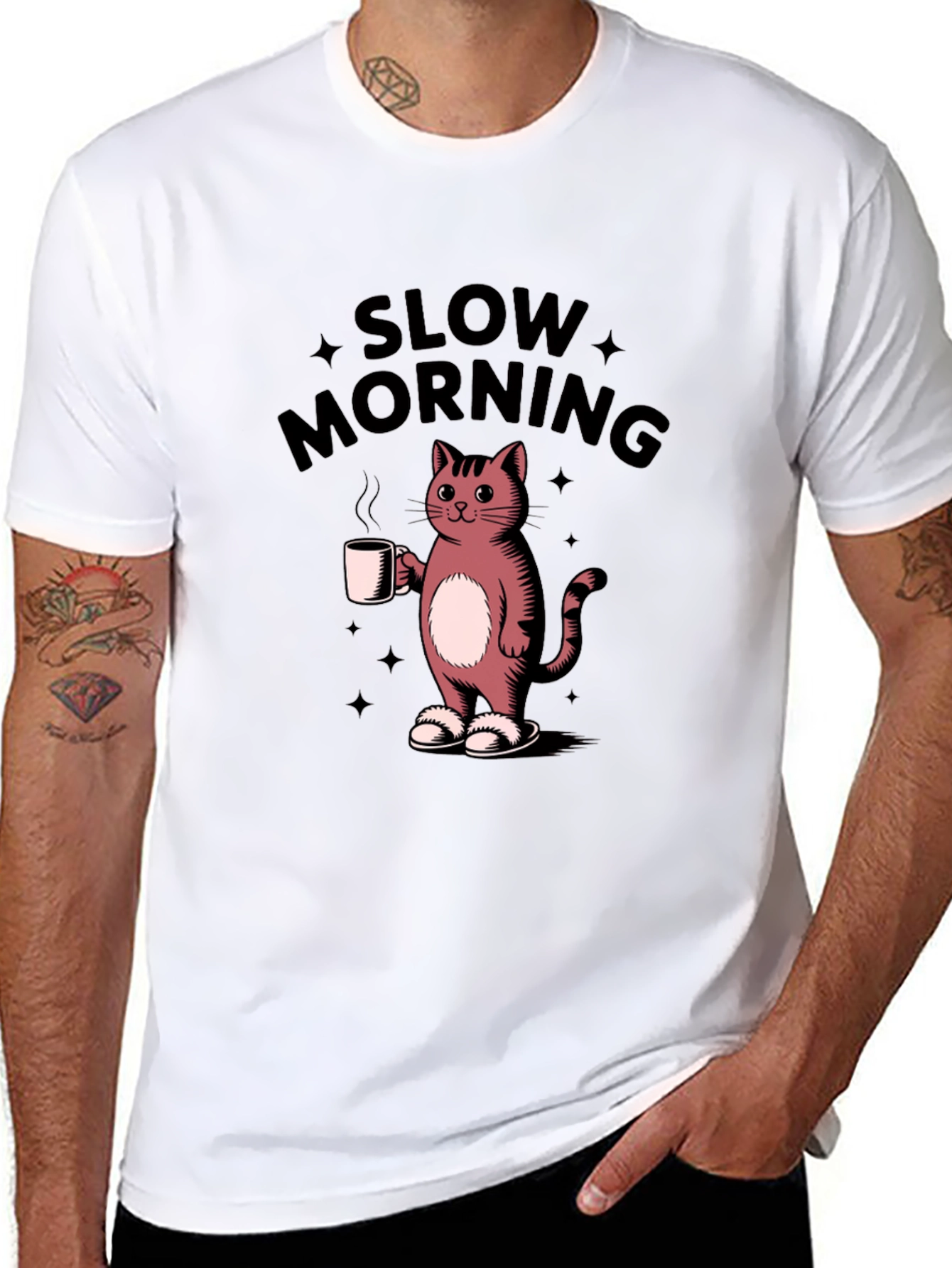 Slow Morning Cat T-Shirt - Casual Comfort