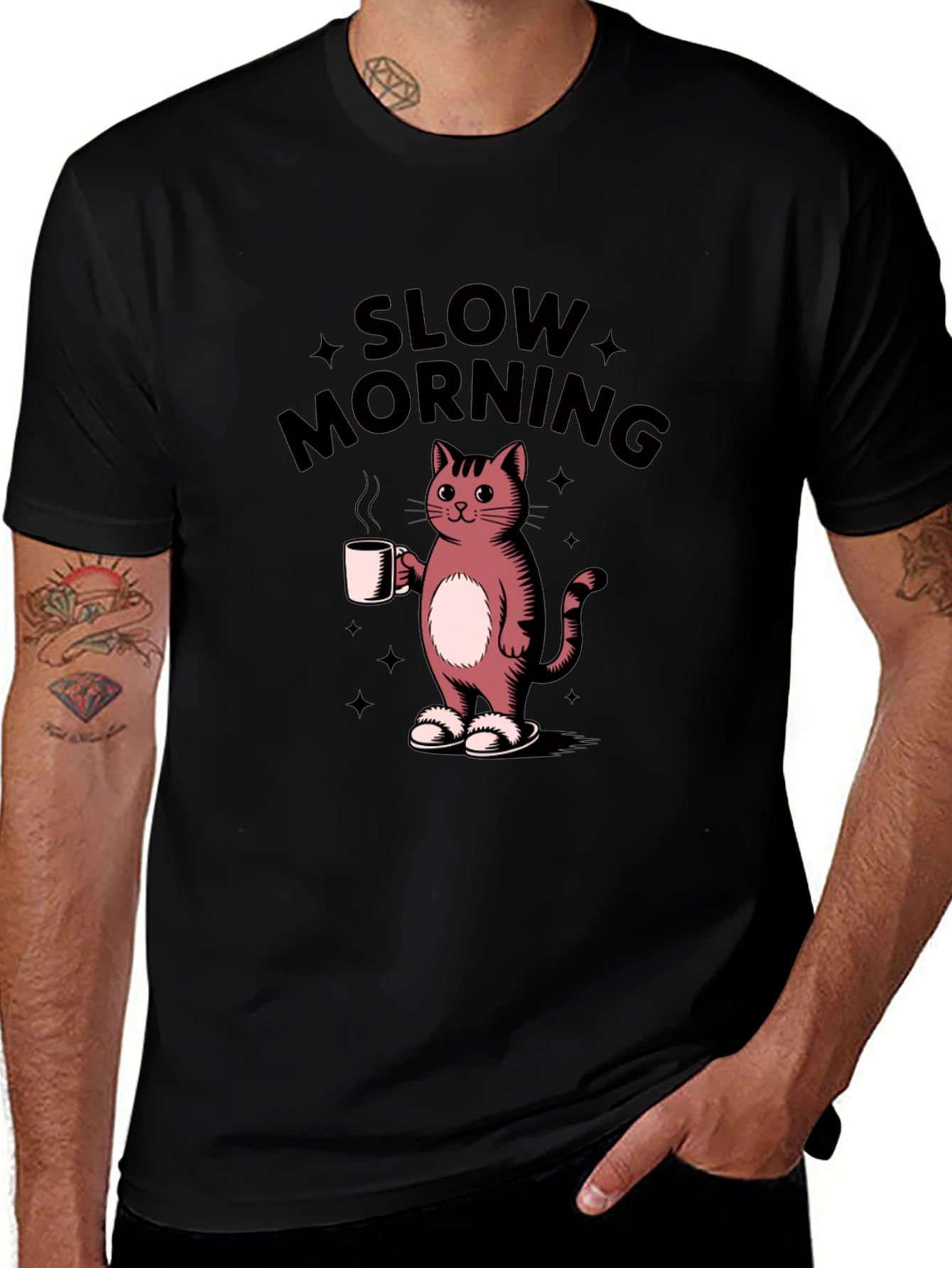 Slow Morning Cat T-Shirt - Casual Comfort