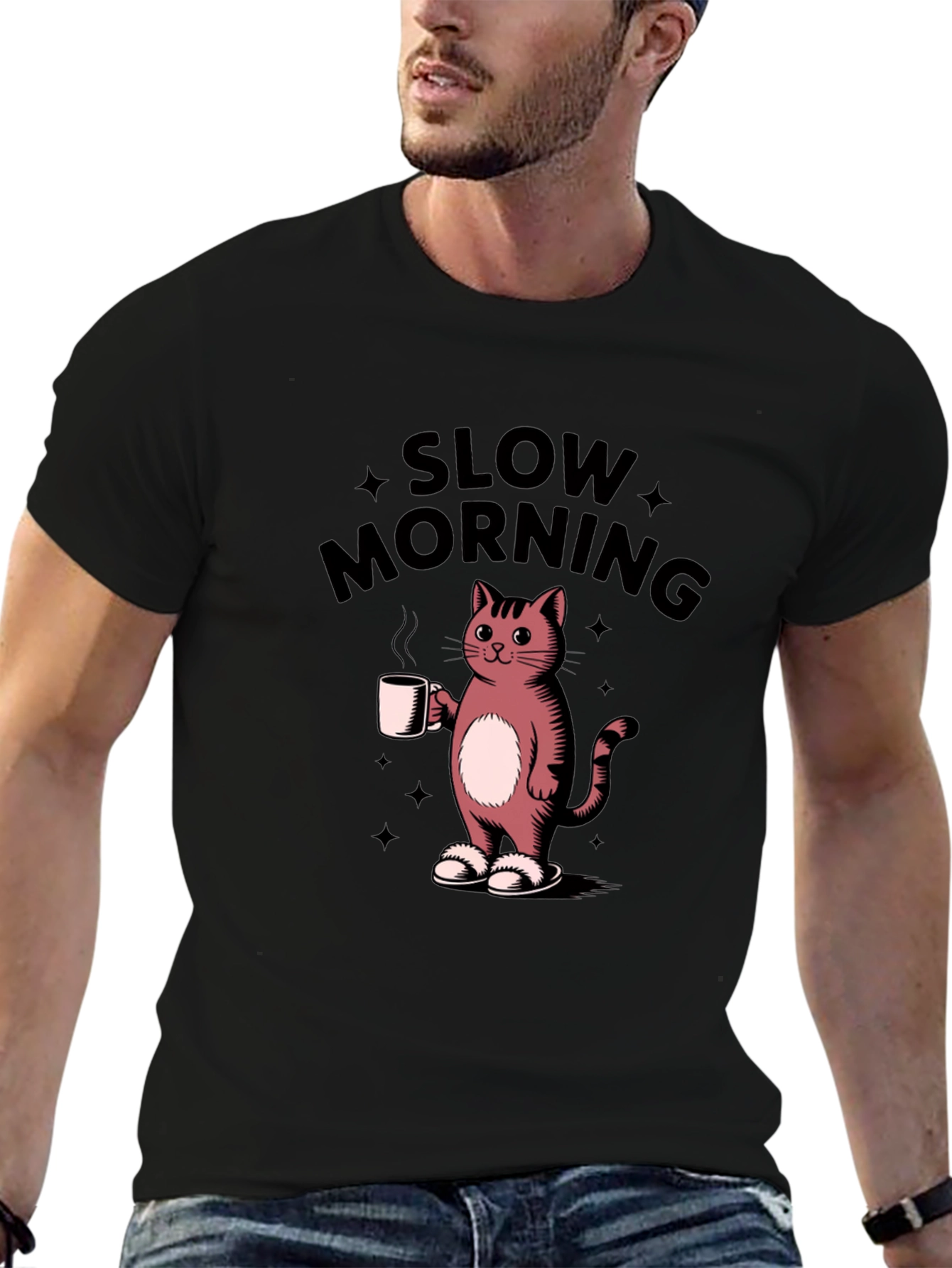 Slow Morning Cat T-Shirt - Casual Comfort