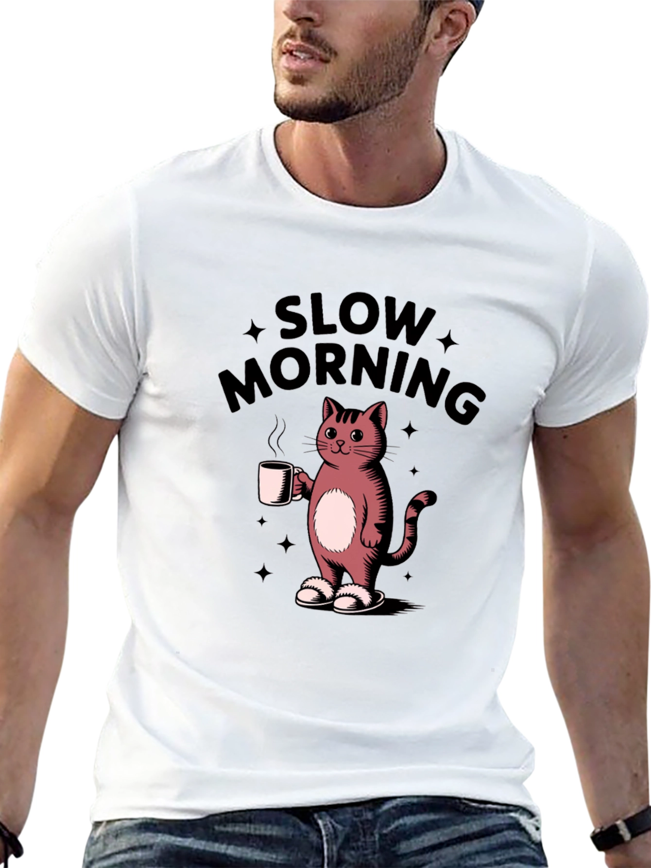 Slow Morning Cat T-Shirt - Casual Comfort