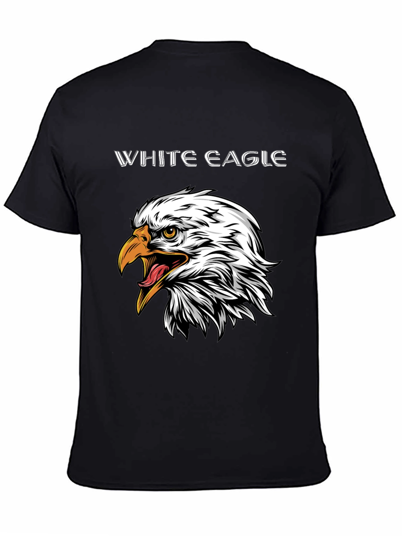 Black T-Shirt with White Eagle Graphic