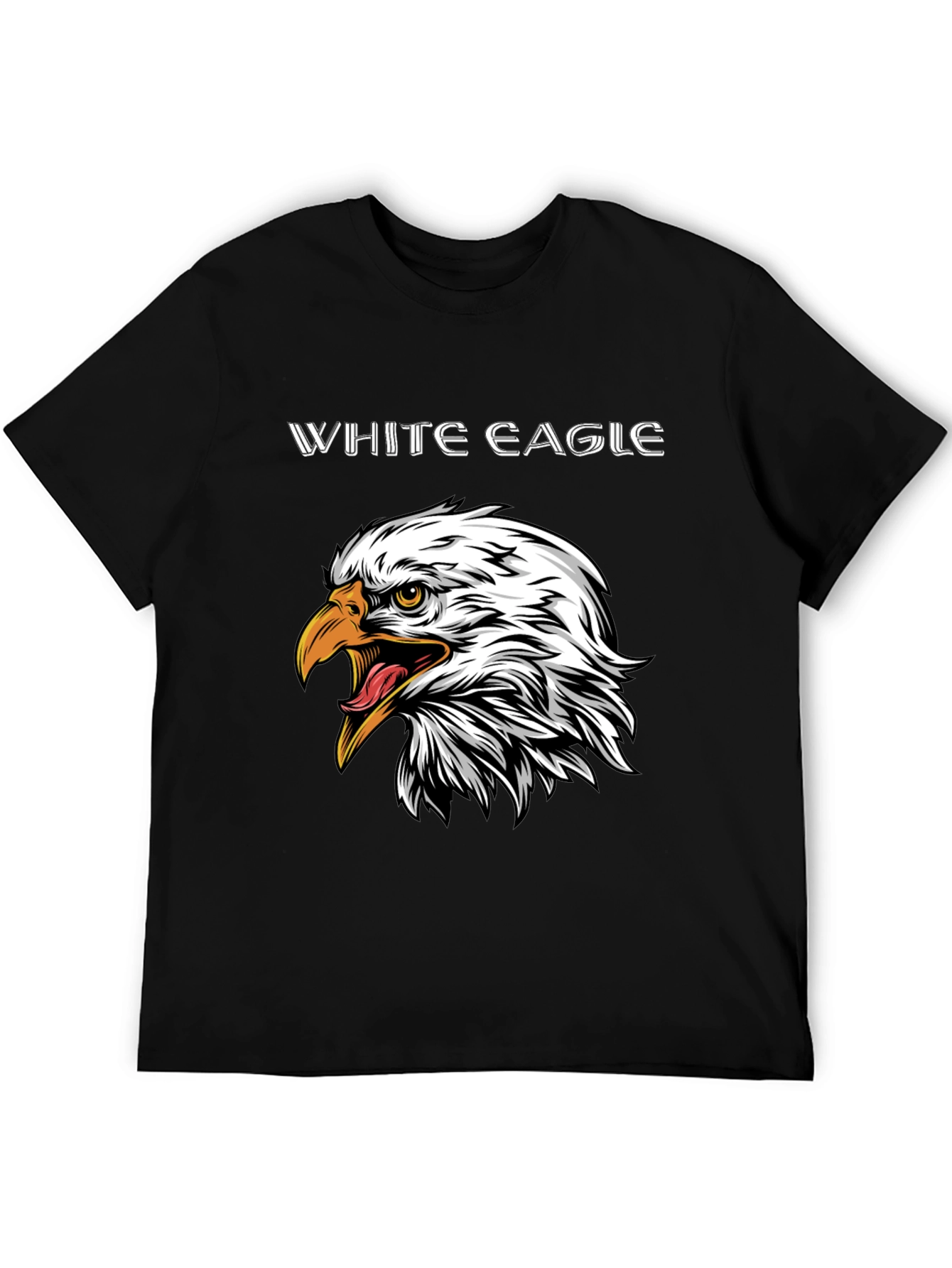 Black T-Shirt with White Eagle Graphic