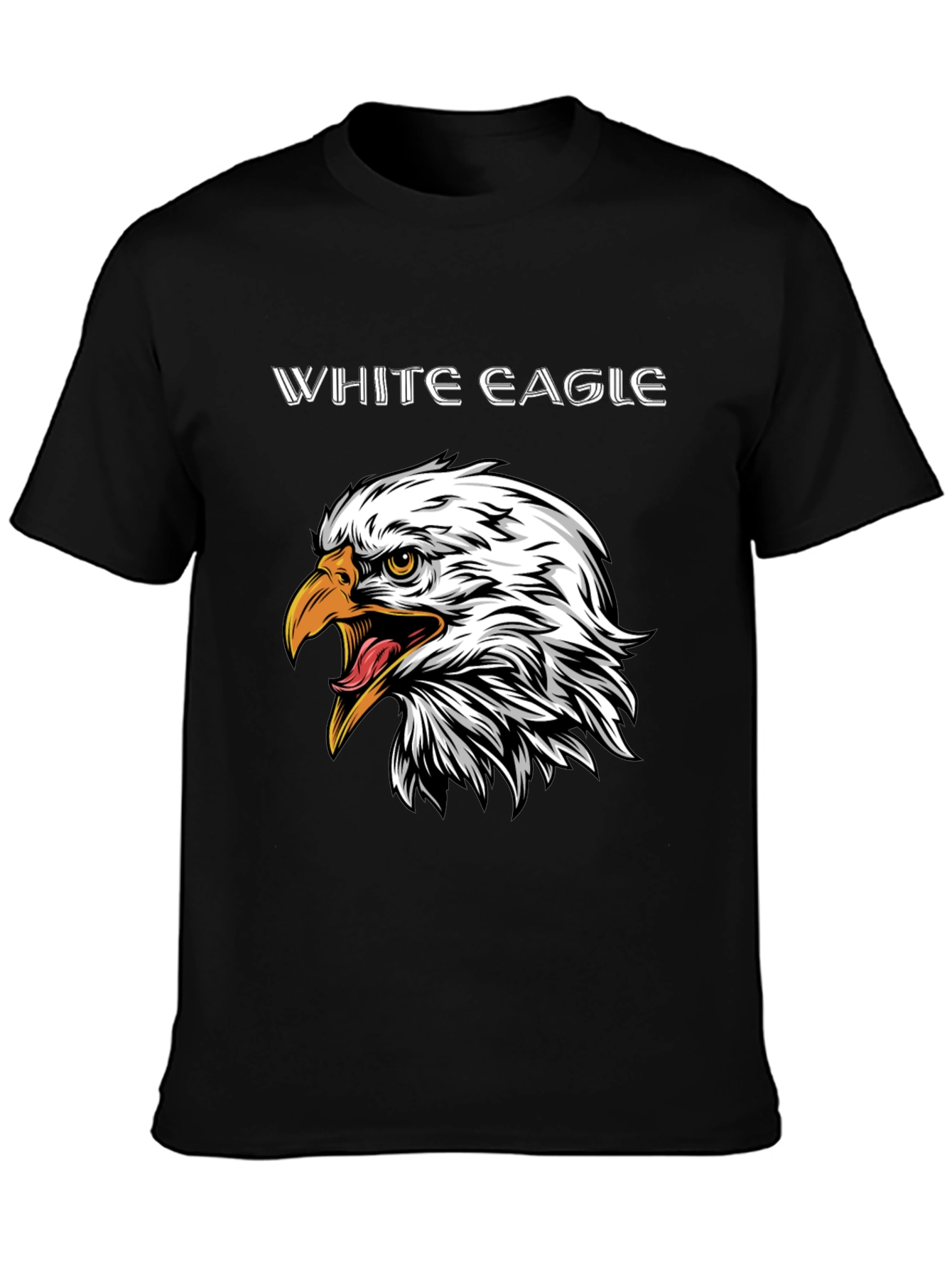 Black T-Shirt with White Eagle Graphic