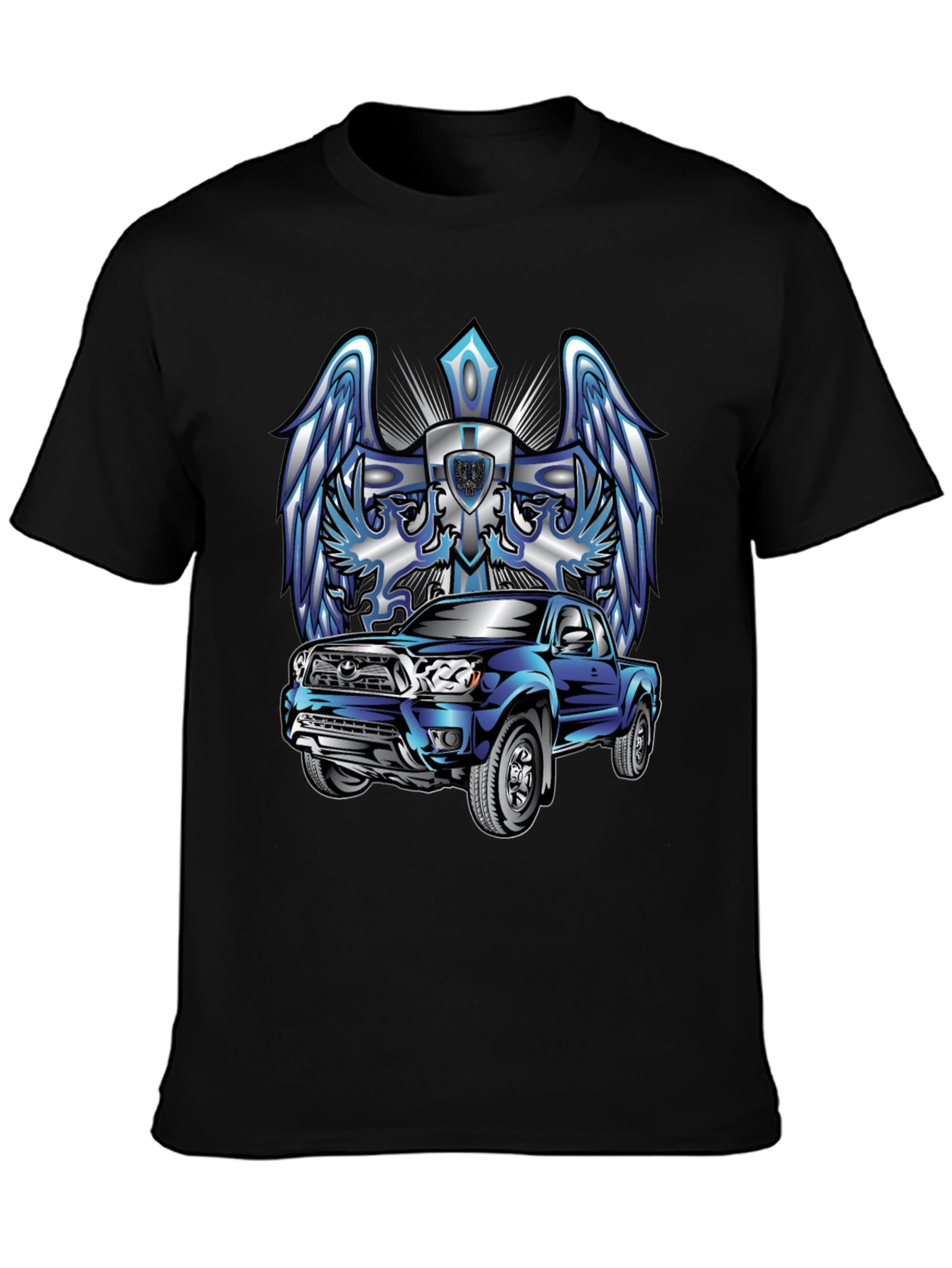 Truck Graphic Tee - Wings & Cross Design