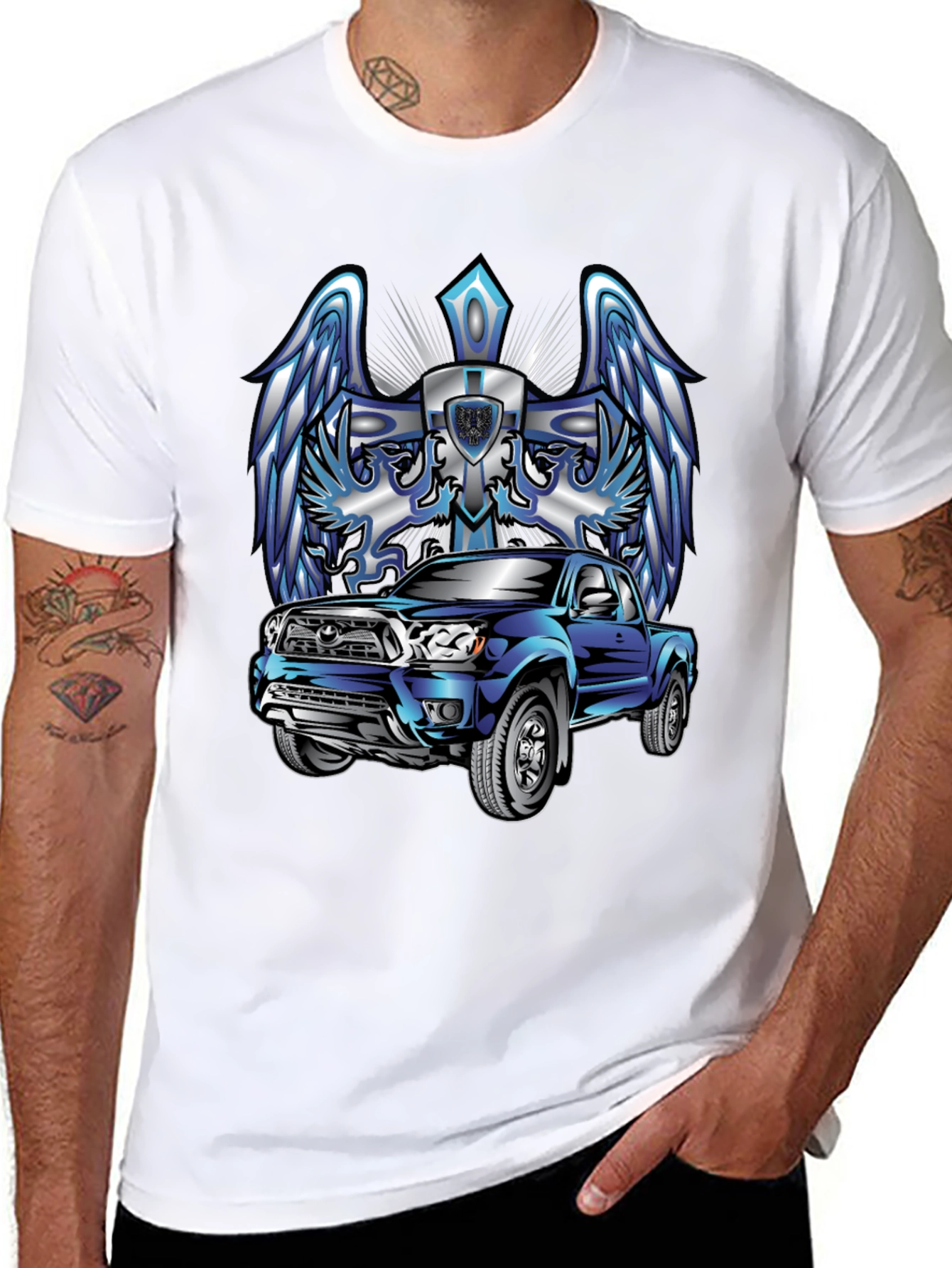Truck Graphic Tee - Wings & Cross Design