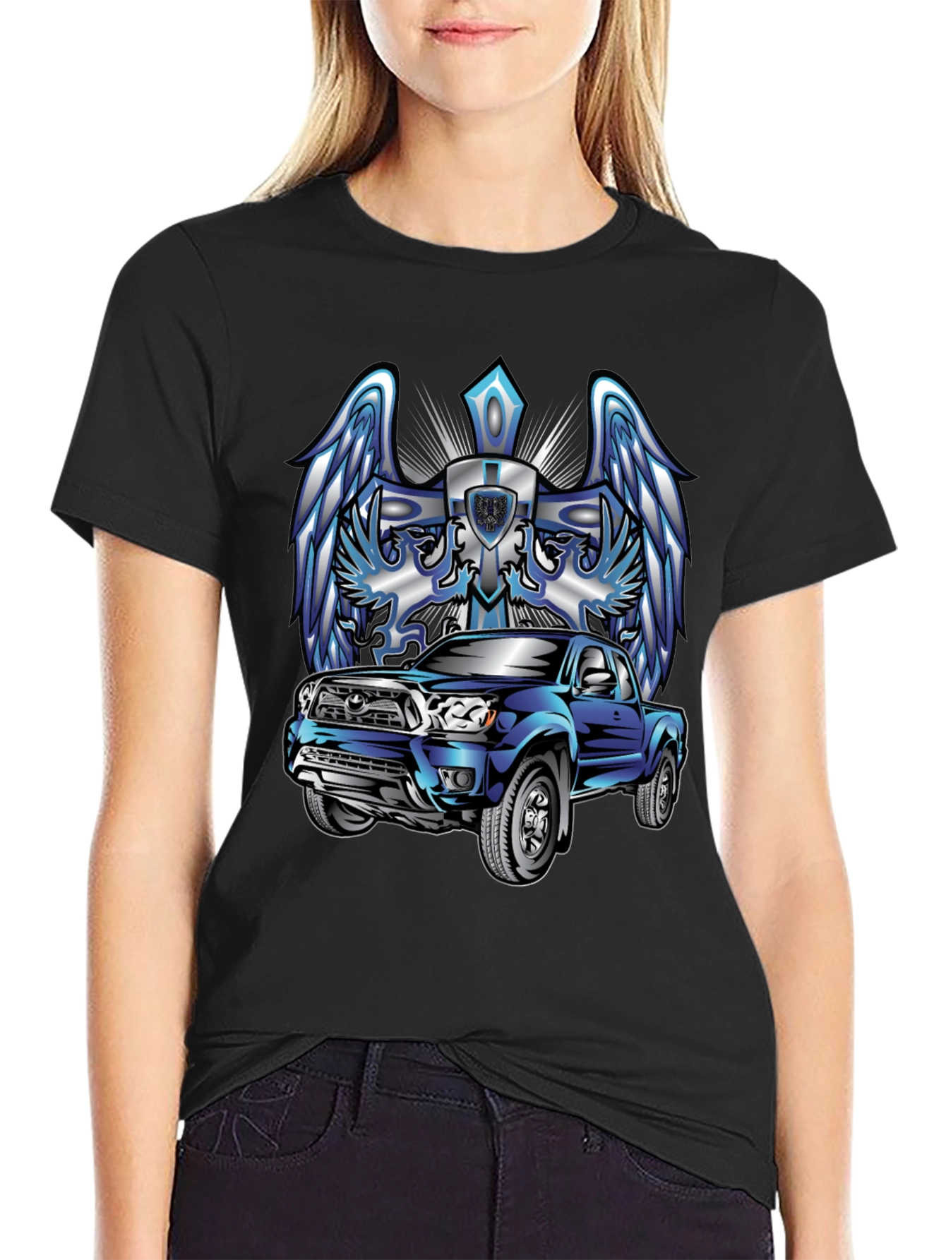 Truck Graphic Tee - Wings & Cross Design